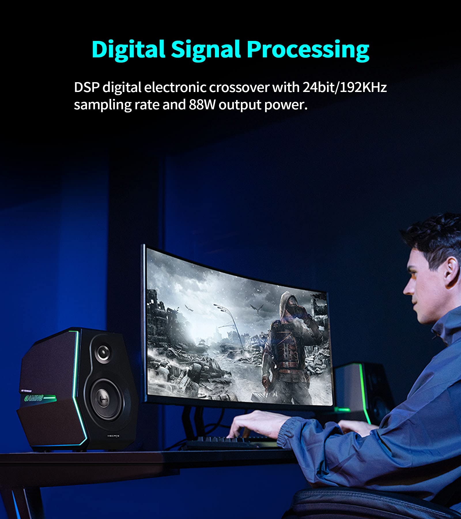 Hecate G5000 Bluetooth Computer Gaming Speakers, Hi-Res Audio Wireless Desktop Speakers, 88W Rms Powered, Bluetooth 3.5Mm Aux Us