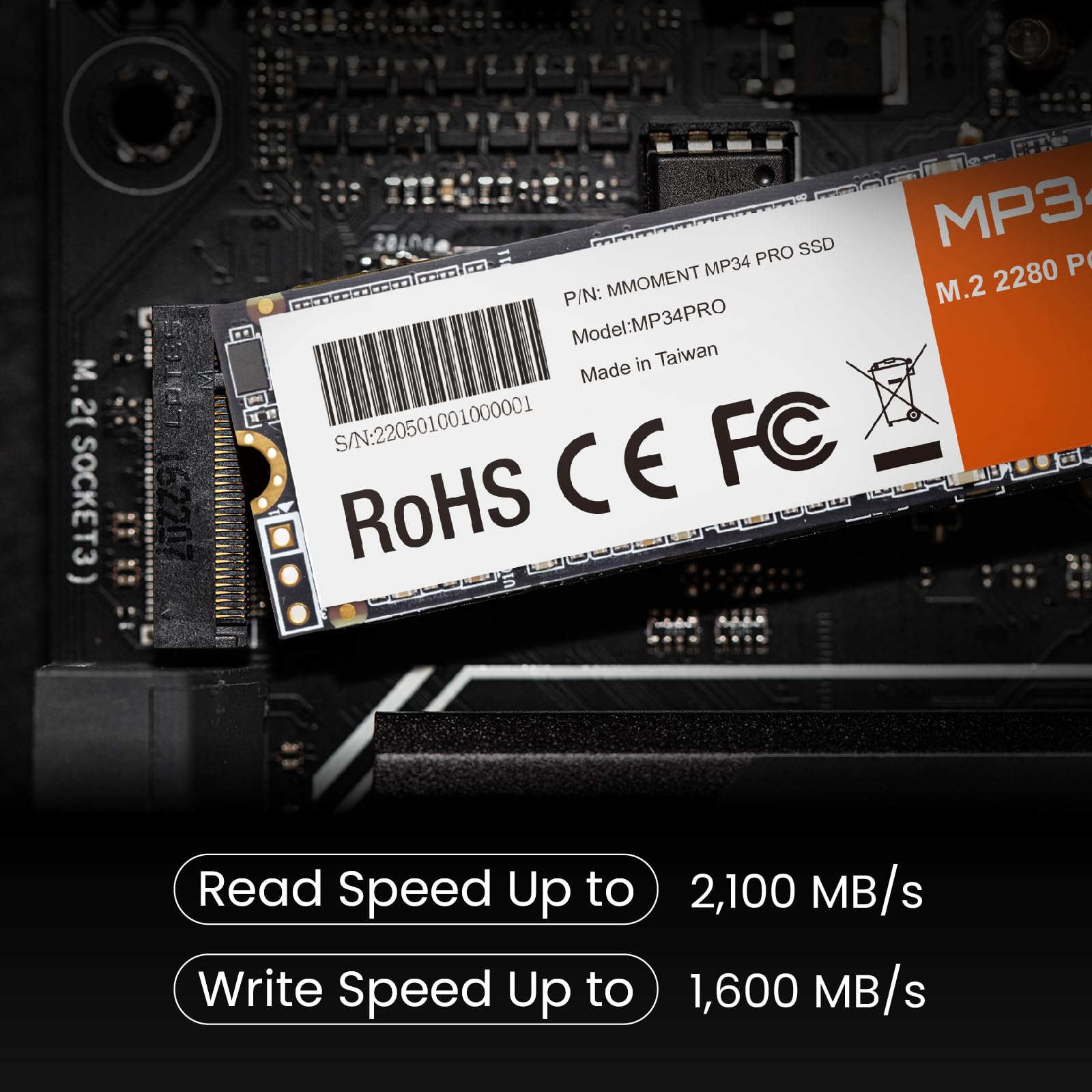 Mmoment Mp34 Pro 512Gb Pcie Gen3 Nvme M.2 2280 Internal Solid State Drive, Gen3.0X4, Read Speed Up To 3500Mb/S, For Laptop, Desk