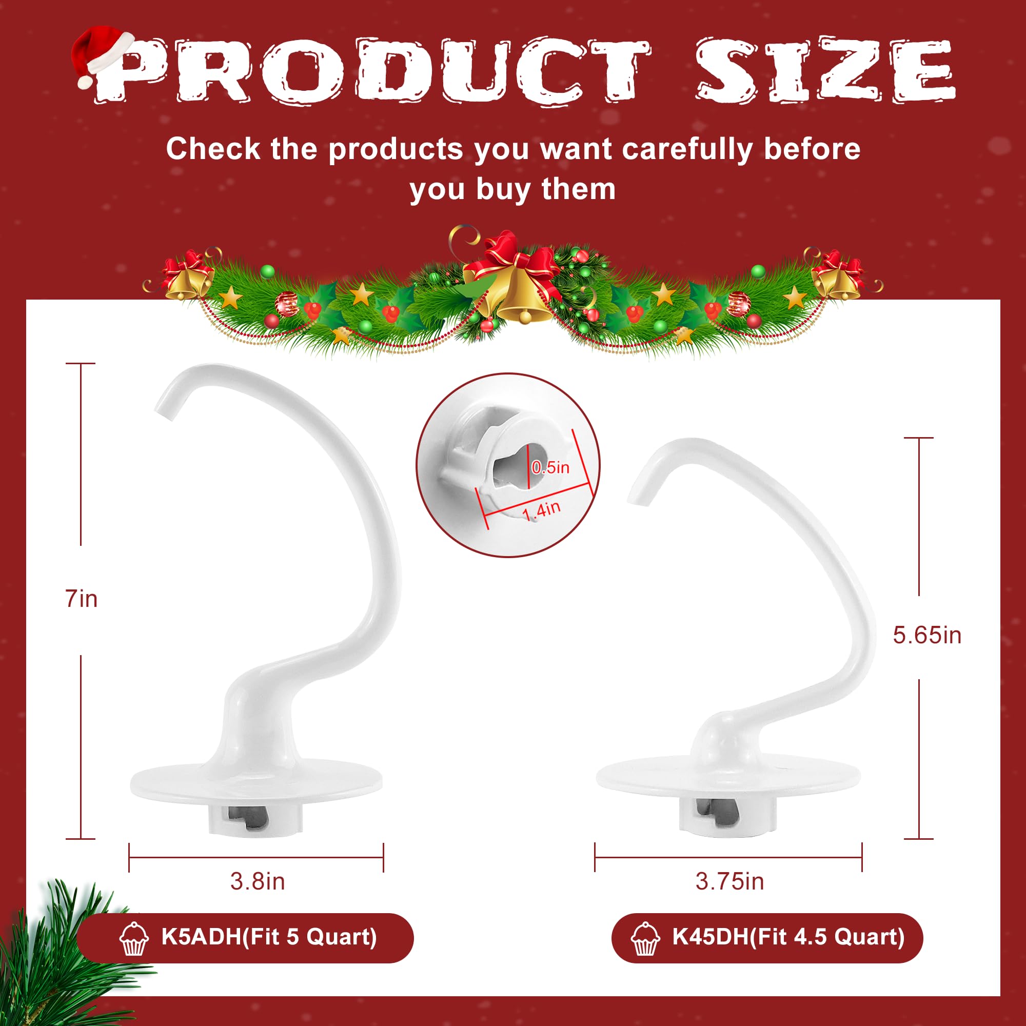 K5Adh Kitchen Mixer Dough Hook For 5 Qt Bowl Lift Stand Mixer Compatible For Kitchen Mixer Aid Model Ksm50 Ksm5 K5Ss Etc By Sika