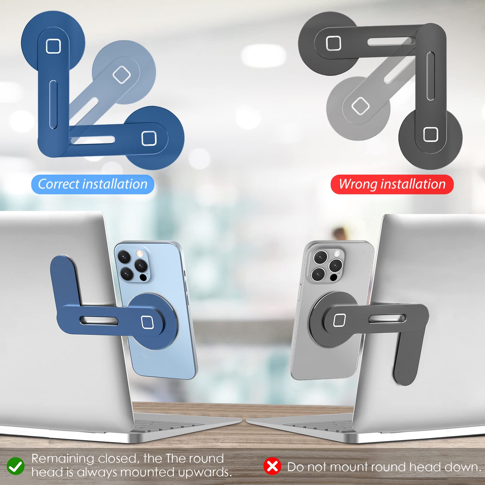 Cloudvalley Magnetic Phone Holder For Laptop Designed For Iphone 15/14/ 13/12 Magsafe, Adjustable Phone Monitor Side Mount, Slim