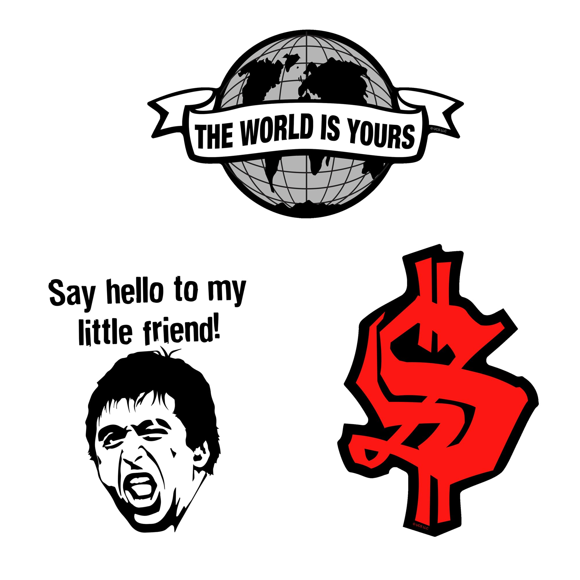 Scarface 9Ct Vinyl Large Deluxe Stickers Variety Pack   Laptop, Water Bottle, Scrapbooking, Tablet, Skateboard, Indoor/Outdoor