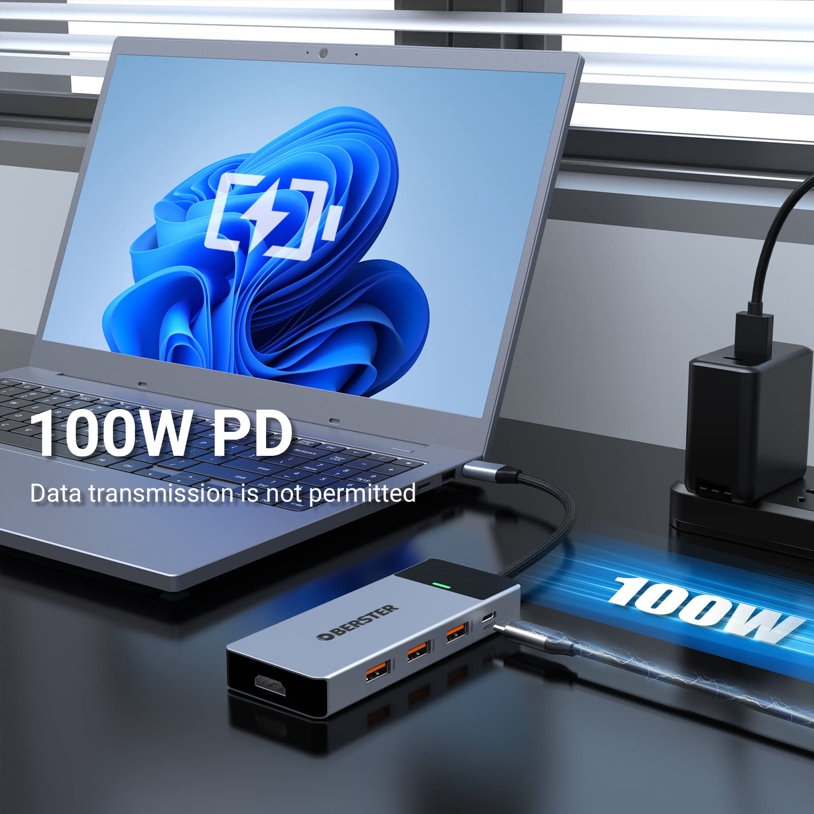 5 In 1 Usb C Hub 3.2 Gen 2 10 Gbit/S, Usb C Adapter With 4K@60Hz Hdmi + 3*Usb 3.2 Gen 2 +100W Pd, Multiport Usb 3.2 Hub For Macb