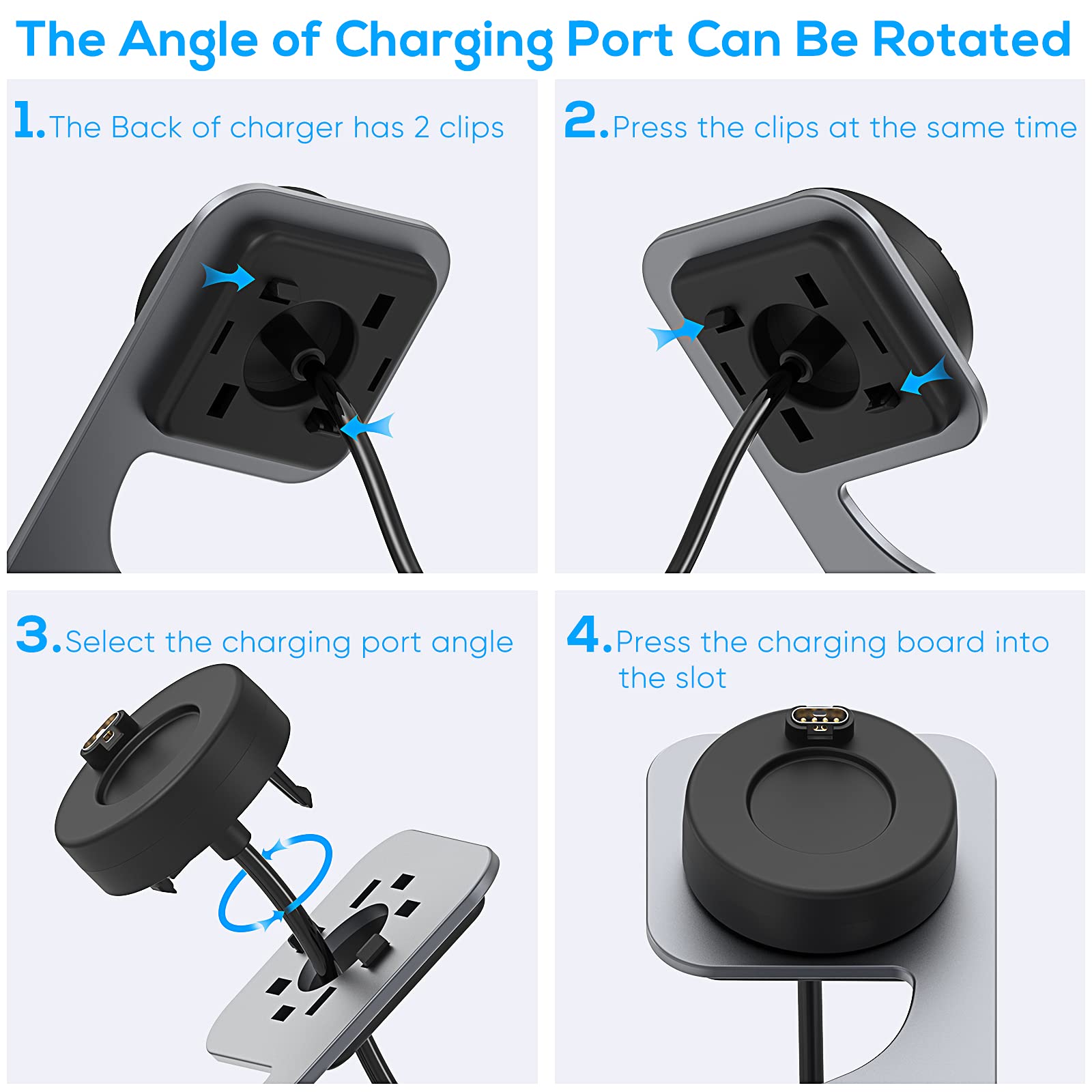 Charger For Garmin Instinct/For Garmin Vivoactive 3 4/For Fenix 5/For Fenix 6, Magnetic Charger Station With 5Ft Usb Cable For Garmin Venu/For Garmin Forerunner 745/945/935/245/For Garmin Approach S60