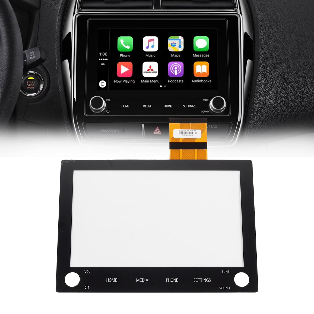 Dasbecan 8'' Touch Screen With 2 Knobs Compatible With 19 21 Mitsubishi Outlander Sport Mitsubishi Asx Replaces 8740A040 8740A13