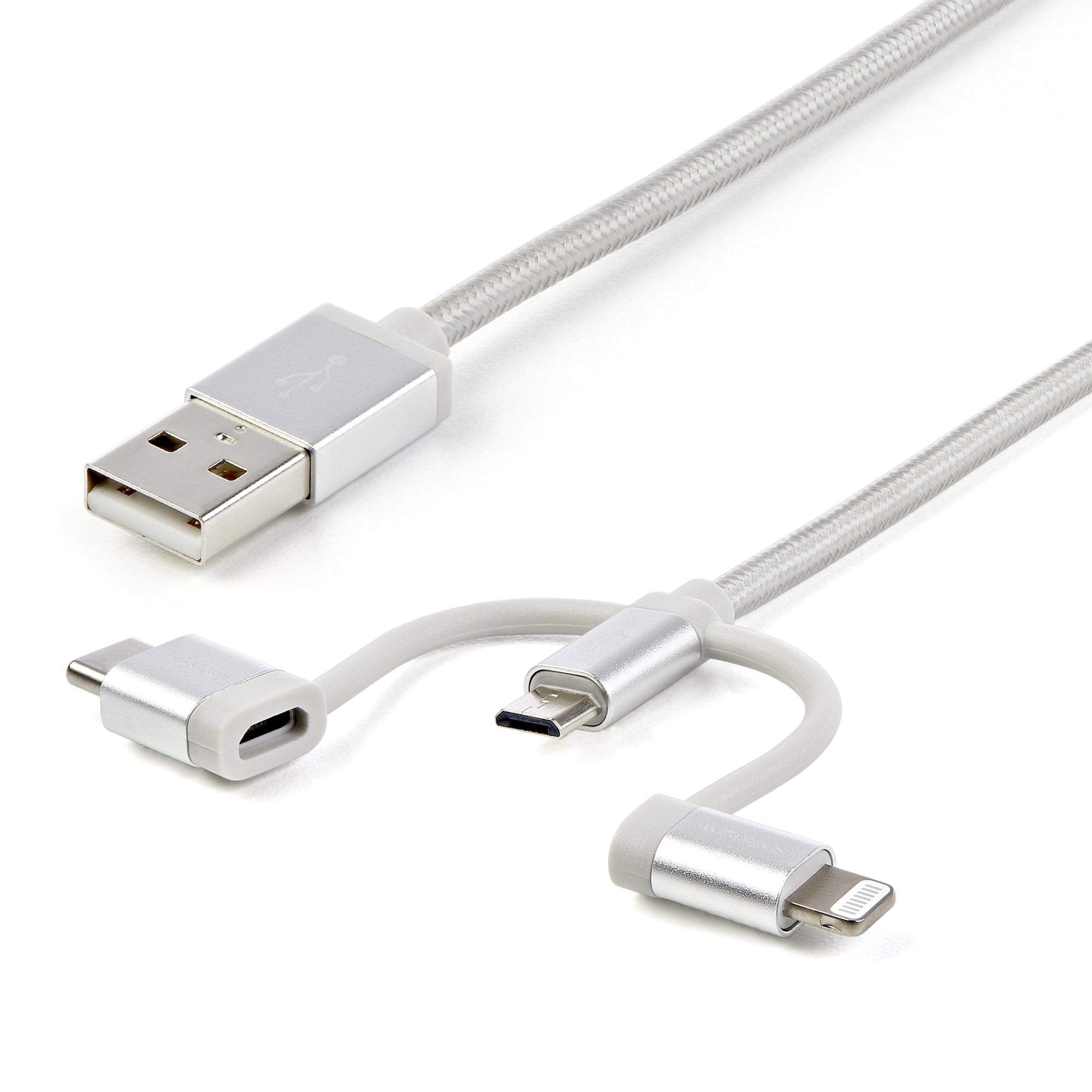 Startech.Com Usb Multi Charging Cable   3.3 Ft / 1M   Lightning / Usb C / Micro Usb   Braided   Mfi Certified   Usb 2.0   3 In 1
