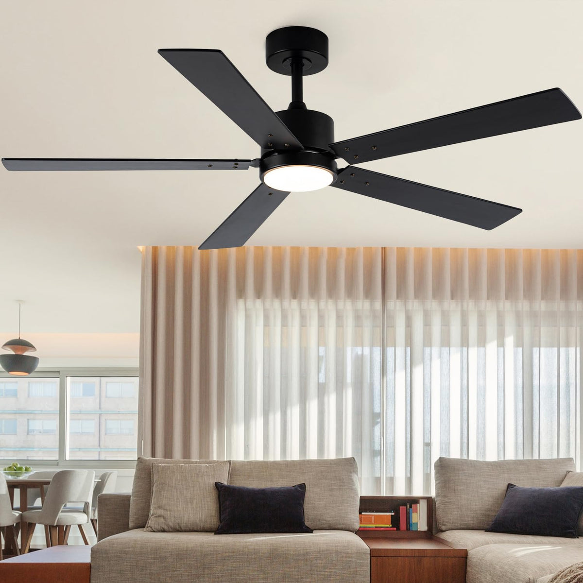 Vaczon Ceiling Fans With Lights And Remote 52 Inch Modern Ceiling Fan With 6 Speeds, Dimmable Led, Reversible Noiseless Dc Motor