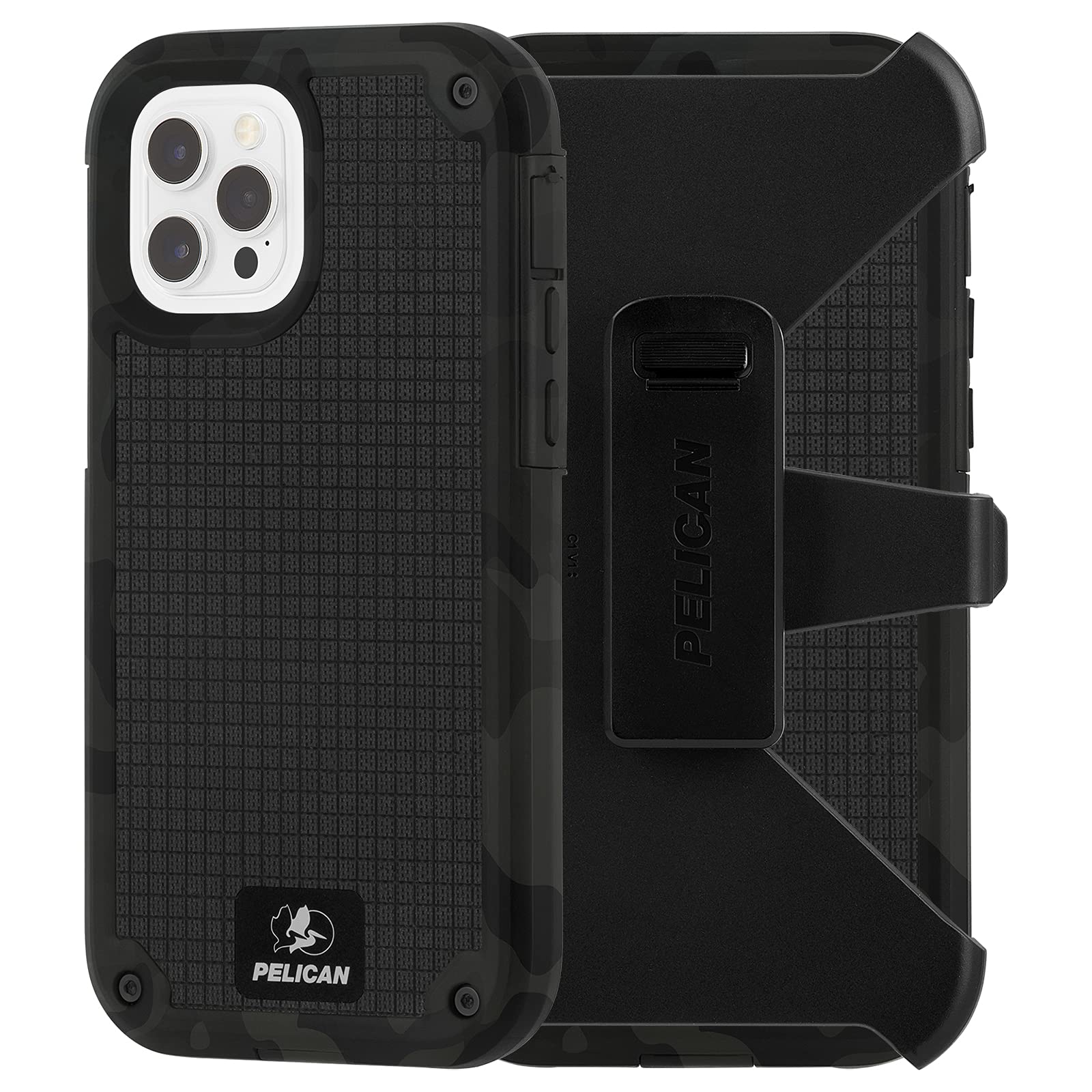Pelican G10 Series iPhone 12/12 Pro Case - 21ft Drop Protection, Impact Polymer, Gray Camo, Belt Clip, Kickstand