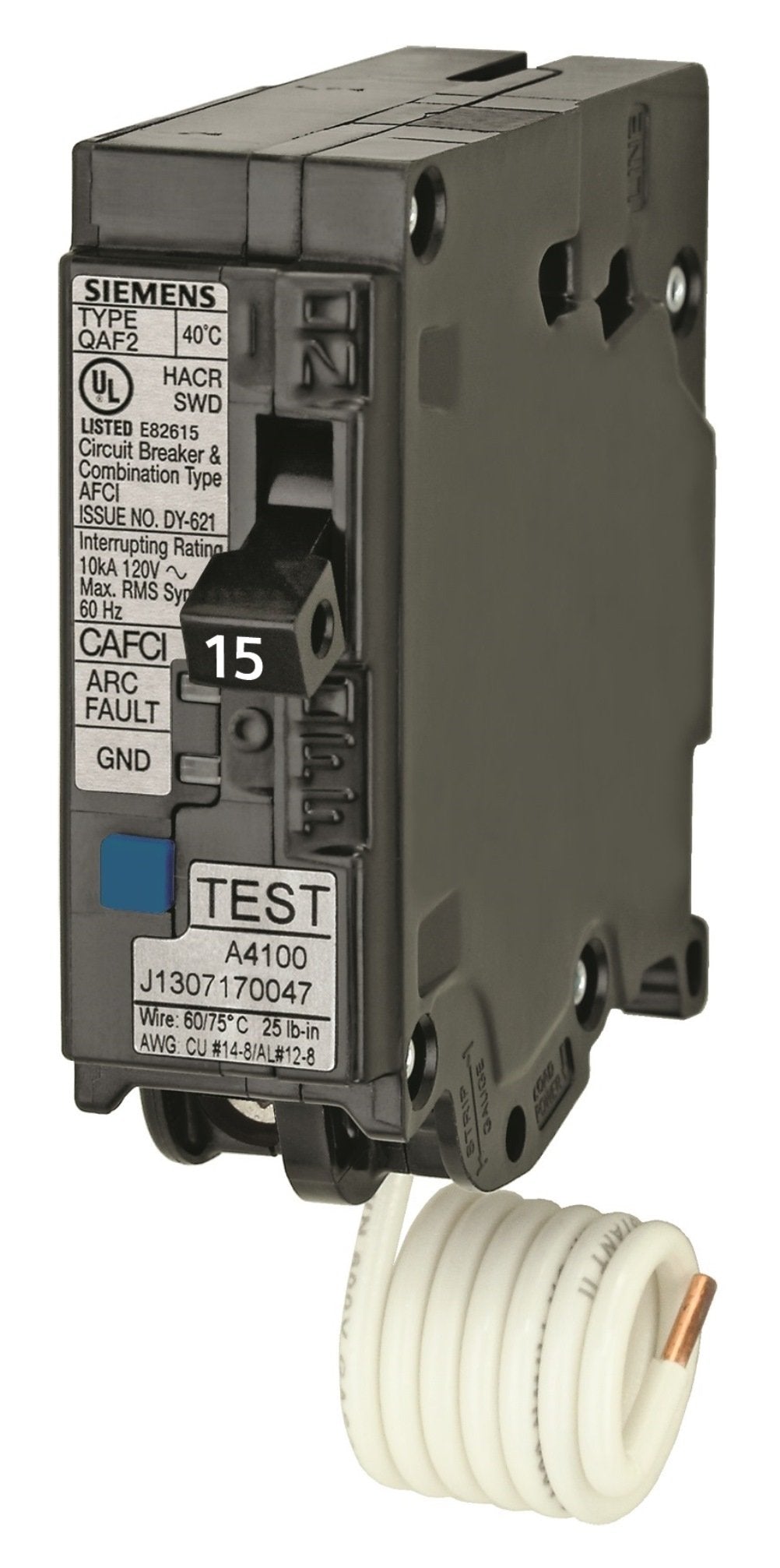 Siemens Qa115Afcp 15 Amp Single Pole 120 Volt Plug On Combination Afci Breaker