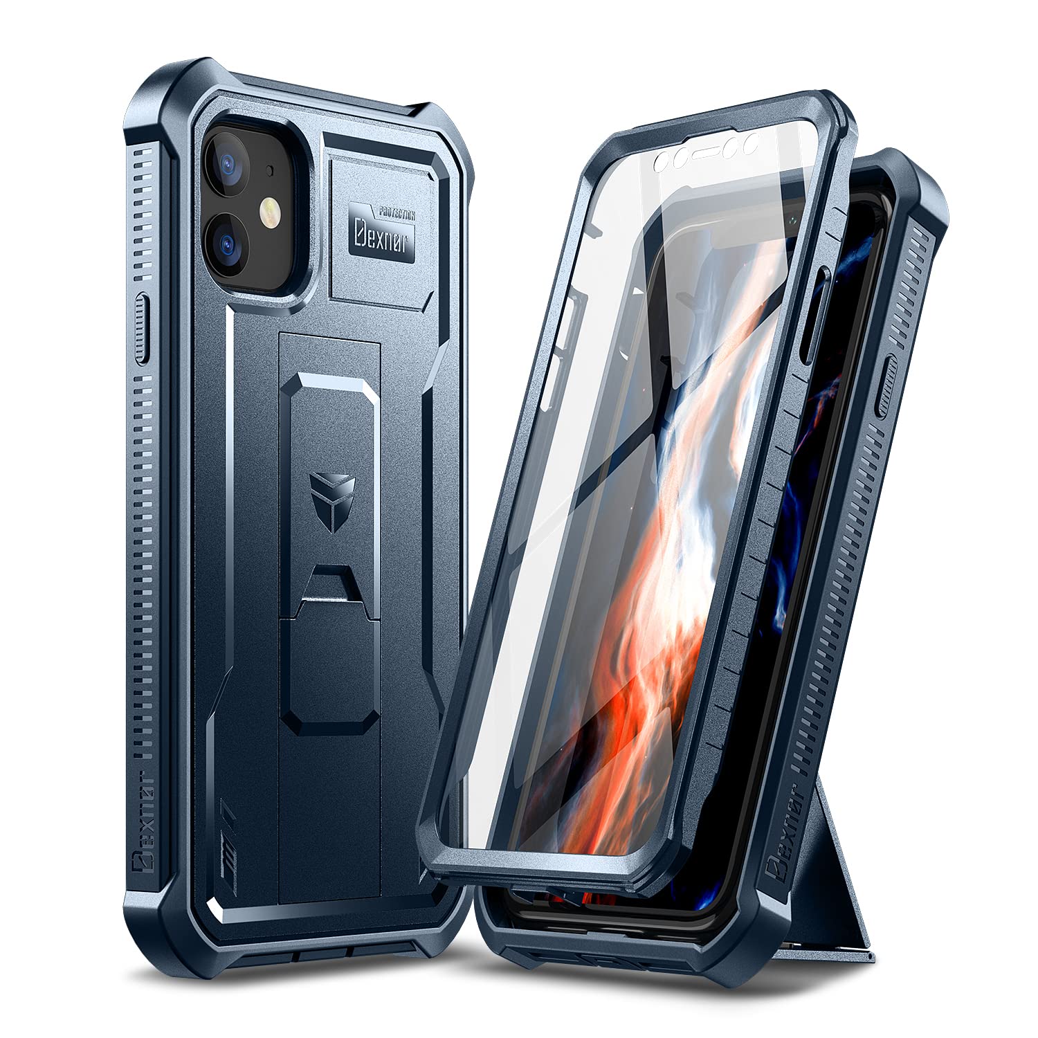 Dexnor For Iphone 11 Case, [Built In Screen Protector And Kickstand] Heavy Duty Military Grade Protection Shockproof Protective