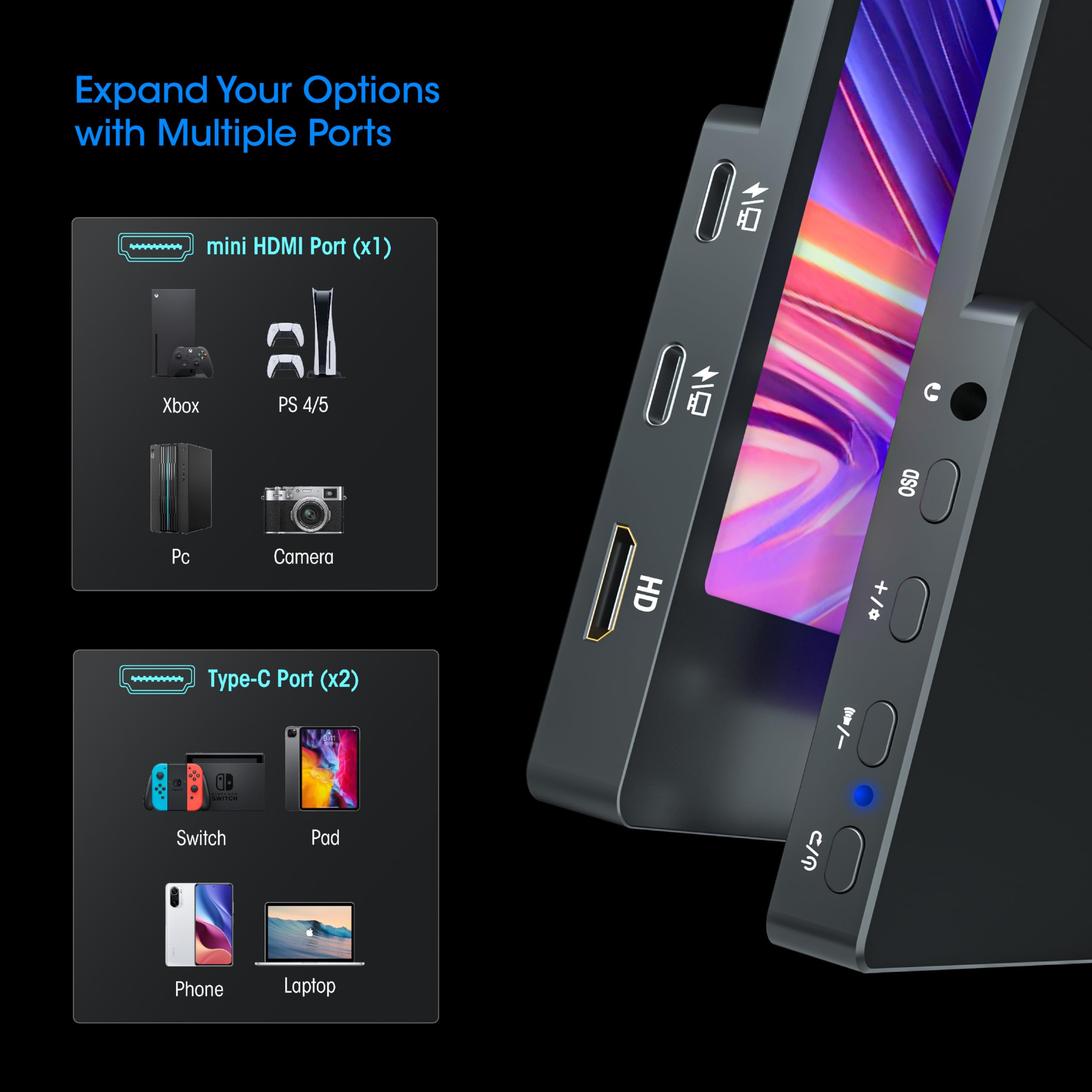 15.6'' Portable Monitor For Laptop 1080 Fhd (Metal Body) Small Monitor Usb C, Hdmi Portable Screen For Laptop Compatible With Wi