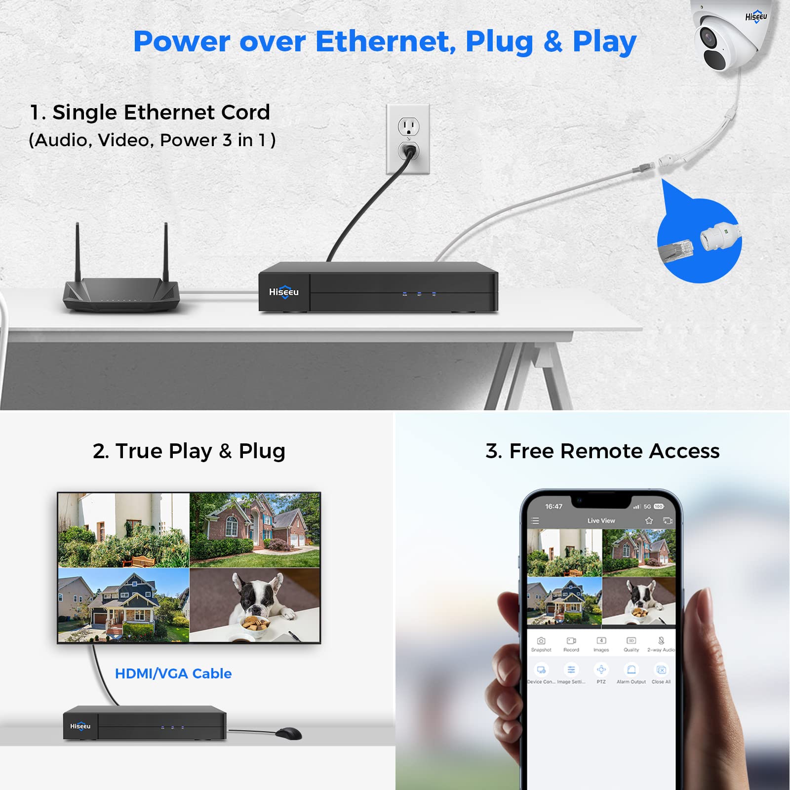 [4K Hd Smart Motion Detection+3Tb Hdd] Hiseeu 4K/8Mp Poe Security Camera System Home Security System W/4Pcs 4K Ip Security Cameras Outdoor Night Vision 4K 8Ch H.265 Nvr With 3Tb Hdd For 24/7 Record