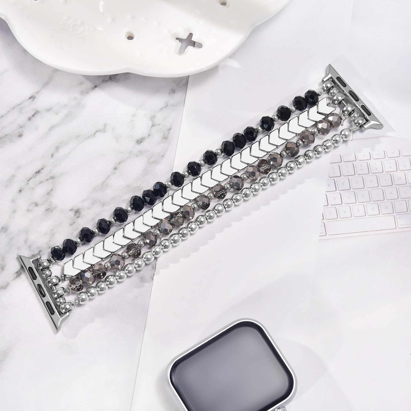 Mofree Beaded Bracelet Compatible With Apple Watch Band 38Mm/40Mm/41Mm/42Mm(Series 10) 9/8/7/Se/6/5/4/3/2/1 Women Fashion Handma