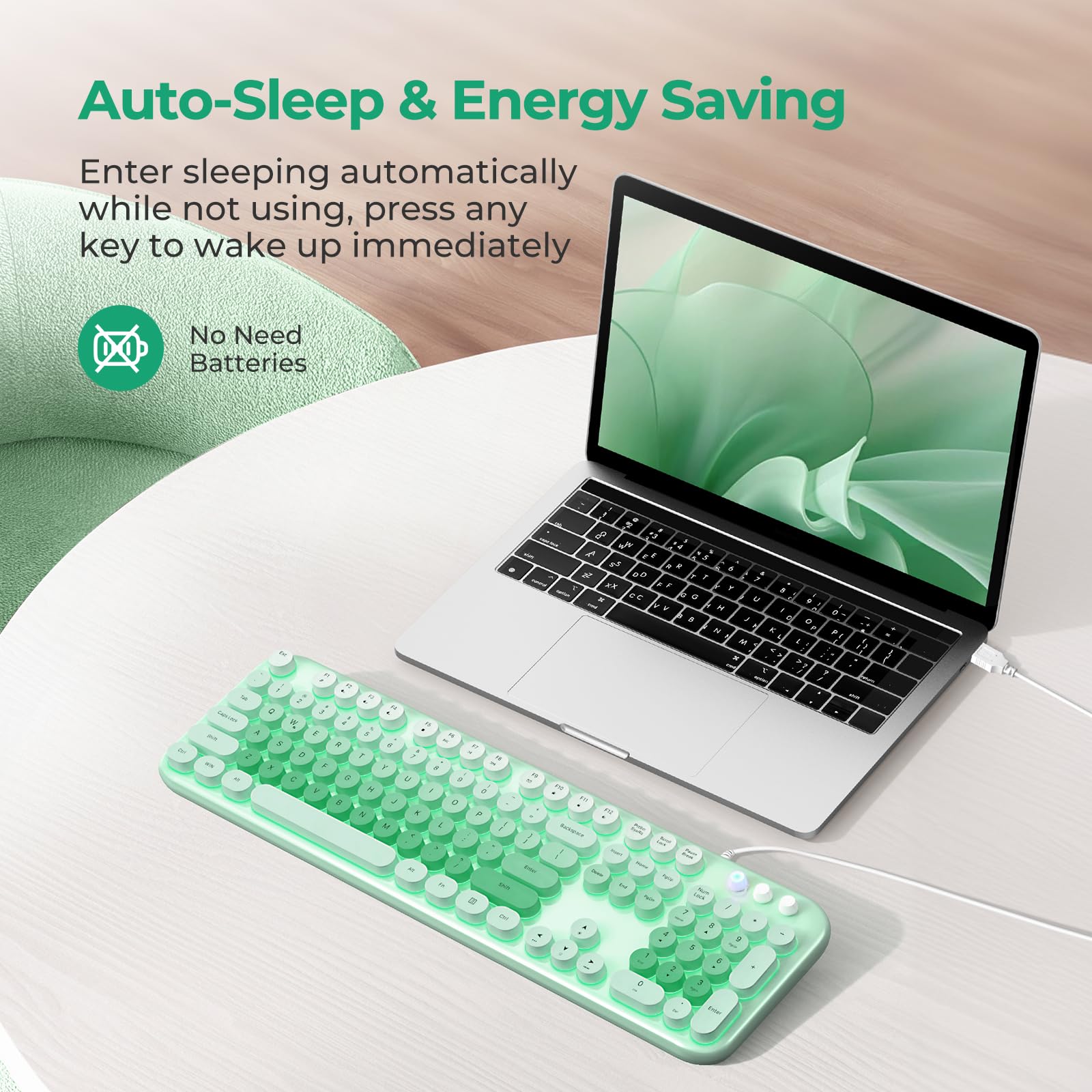 Atelus Wired Backlit Keyboard, Full Size Usb Keyboard With Colorful Retro Keycaps, Numeric Keypad And Media Hotkey For Computer