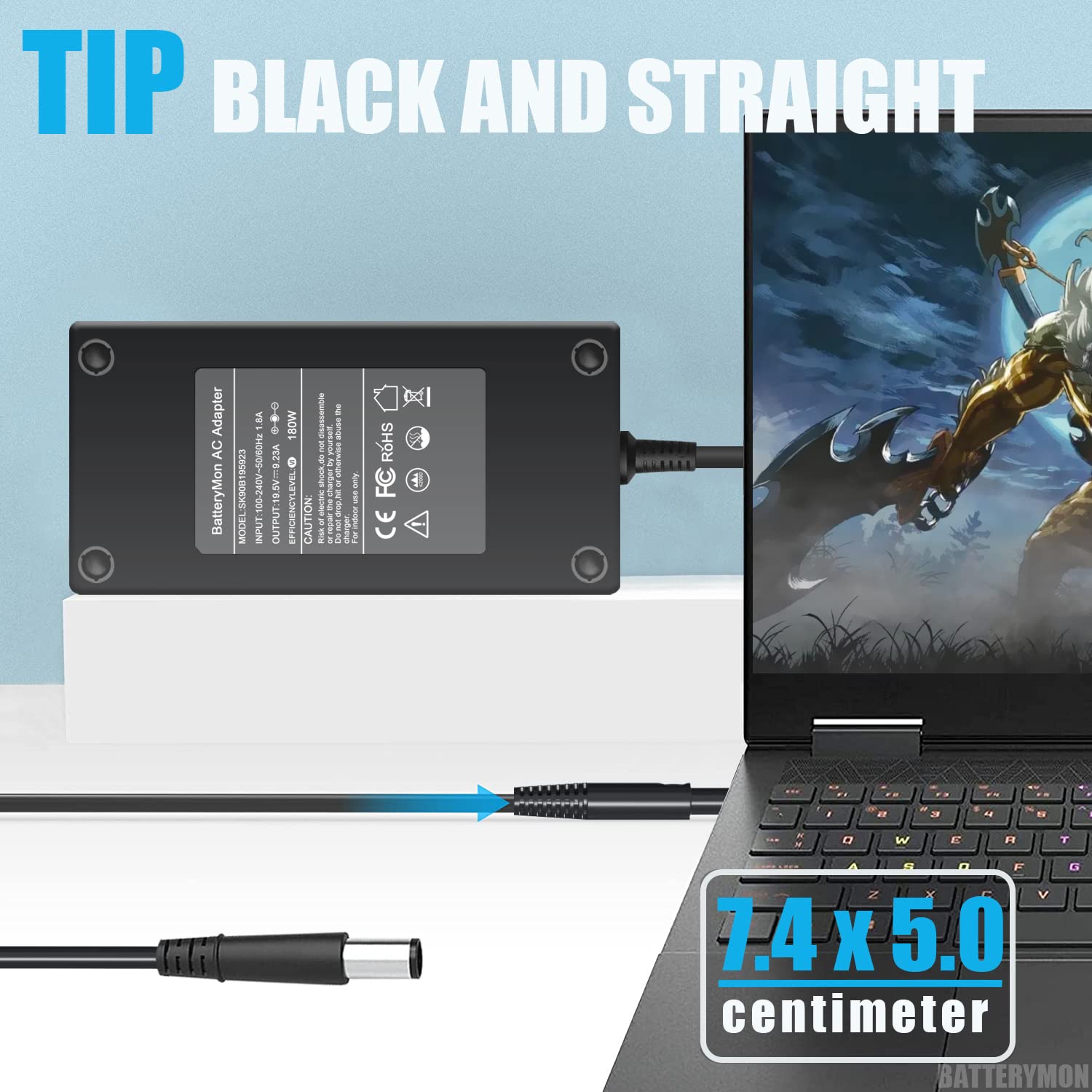 130W 180W Power Adapter For Dell Wd19 Wd19S Wd19Tb Wd19Tbs K20A Docking Station, Dell Wd15 Monitor Dock K17A001, Dell G7 G5 G3 Gaming Laptop Charger La180Pm180 Ha180Pm180 Da180Pm111