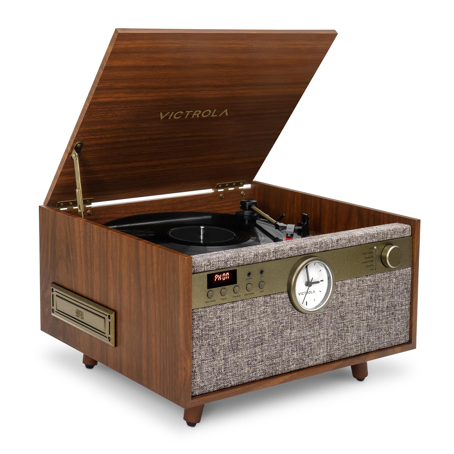 Victrola Century Signature+ - 6-in-1 Vinyl Record Player & Music Center - 3-Speed Turntable, CD & Cassette, VINYLSTREAM, Bluetoo
