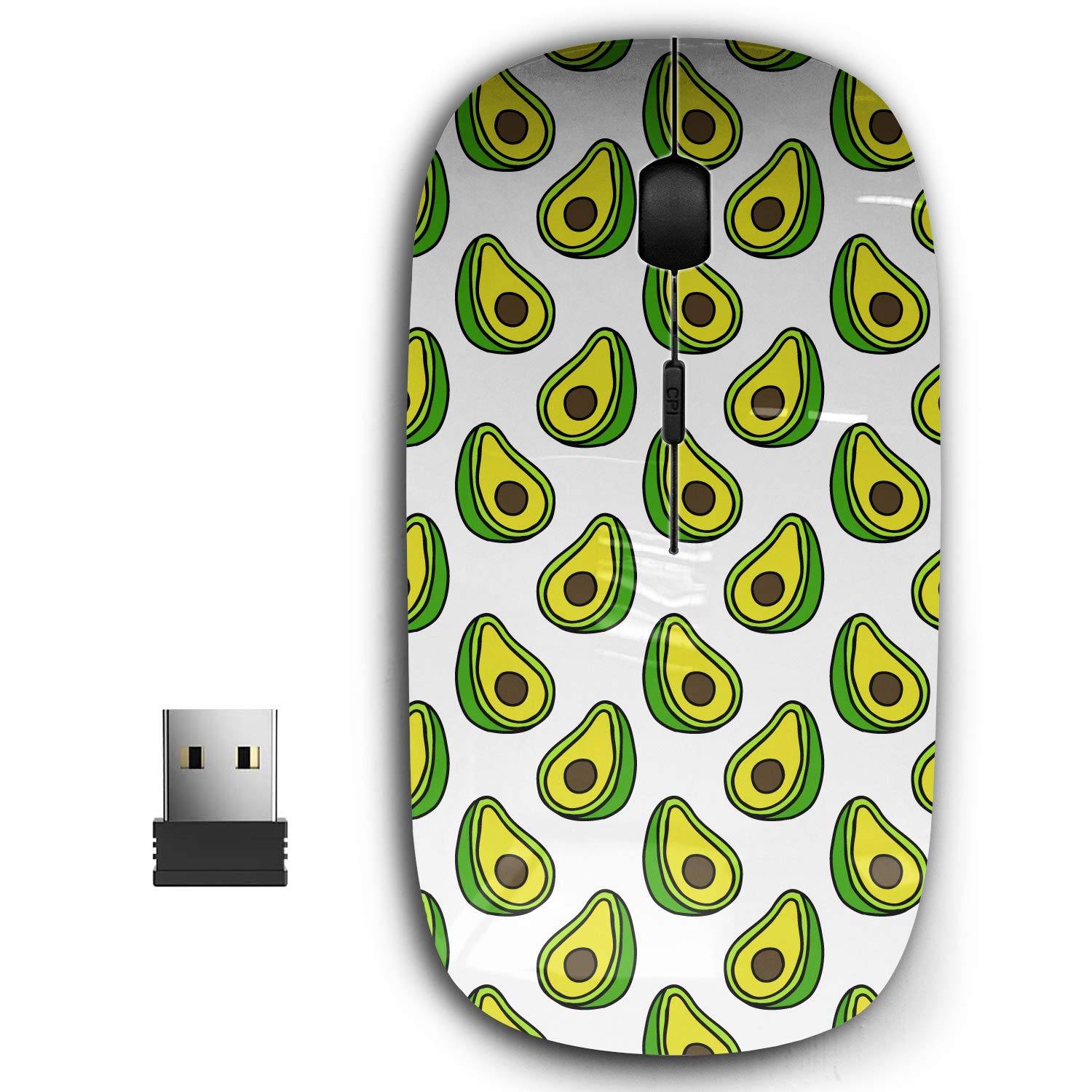 Kawamouse 2.4G Ergonomic Portable Usb Wireless Mouse For Pc, Laptop, Computer, Notebook With Nano Receiver (Doodle Avocado)