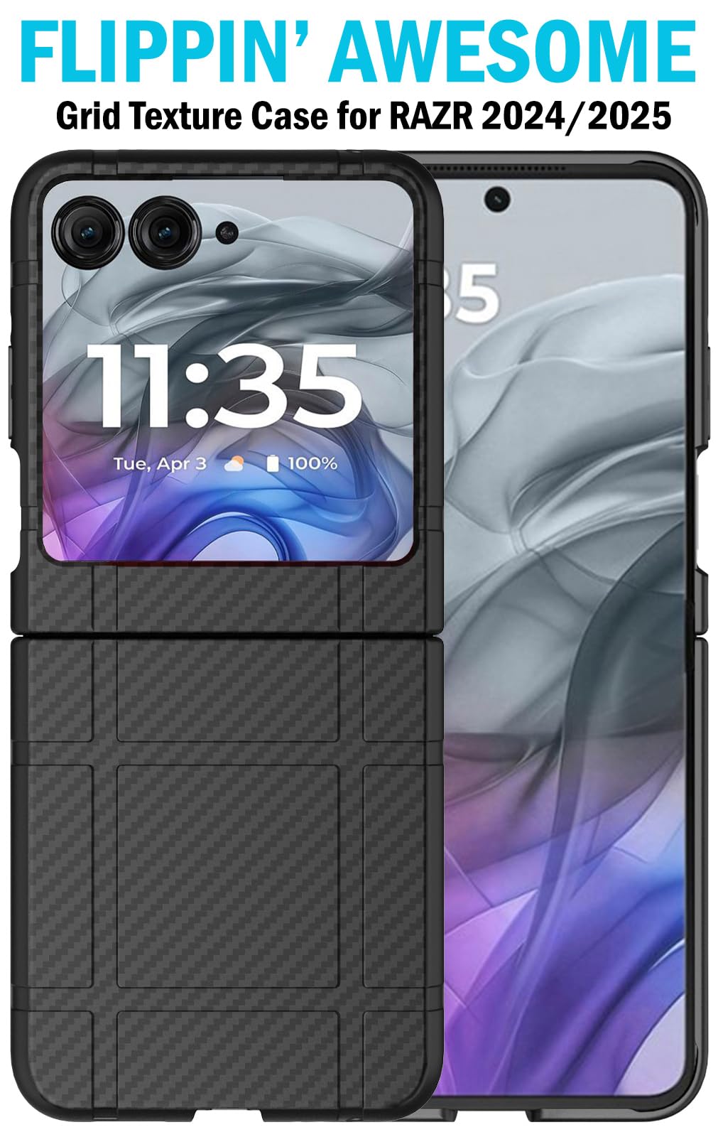 Case With Clip For Motorola Razr (2024/2025) Flip Phone, Nakedcellphone Textured Slim Hard Shell Cover And [Rotating/Ratchet] Be