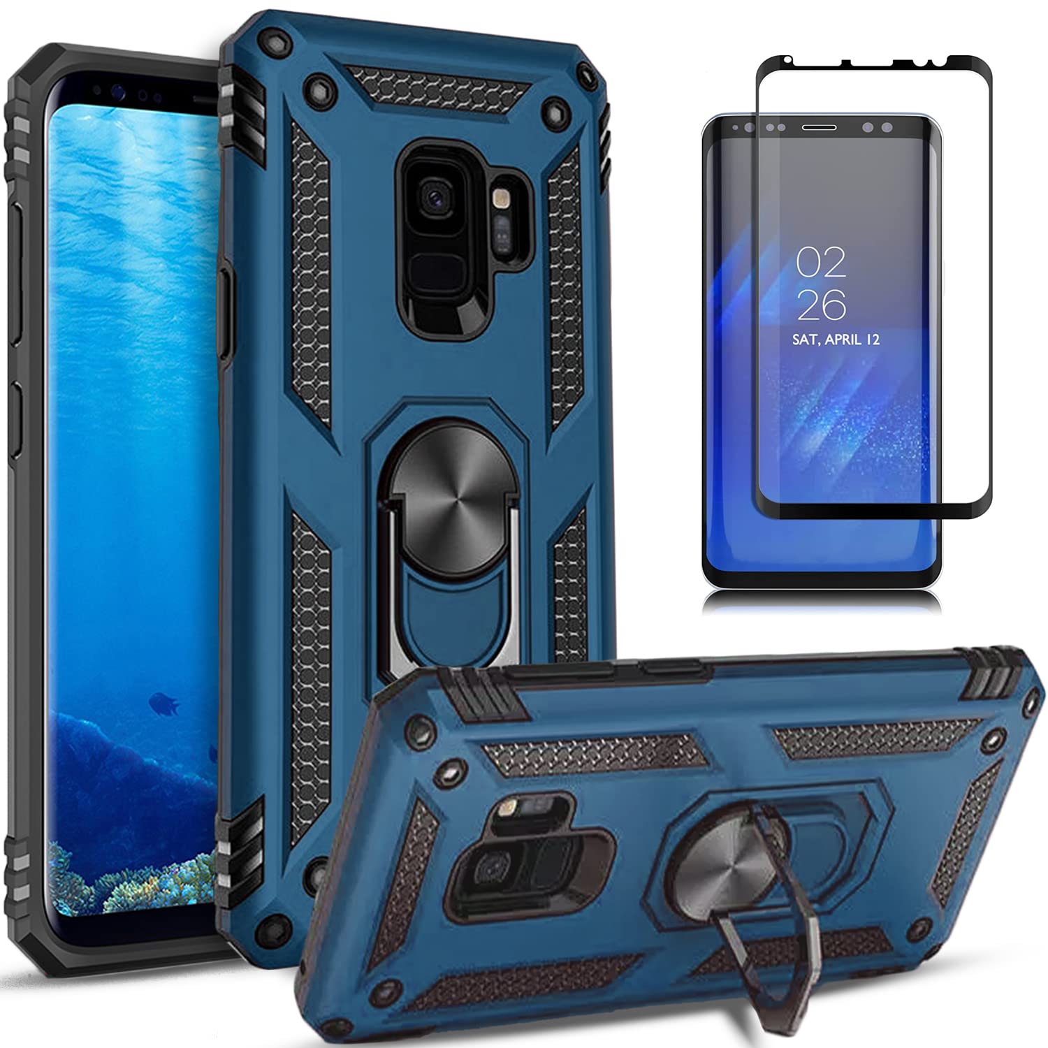 Starshop Galaxy S9 Plus Case, Samsung Galaxy S9 Plus Case, [Not Fit S9 ] With [Tempered Glass Protector Included] Rotatable Meta