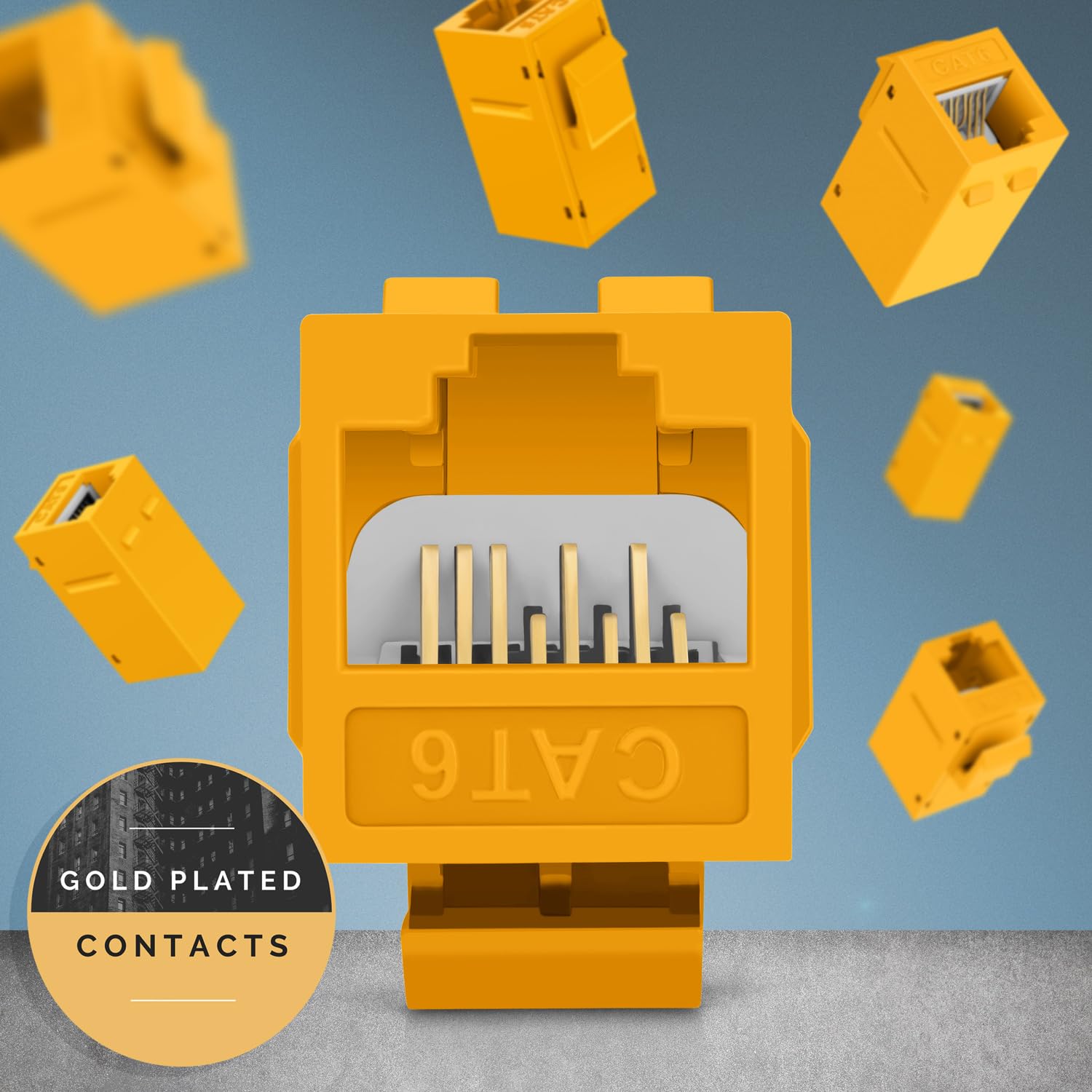 Everest Media Solutions Rj45 Cat6 Keystone Coupler In Yellow   24 Pack   Female To Female Ethernet Keystone Jack For Standard Wa