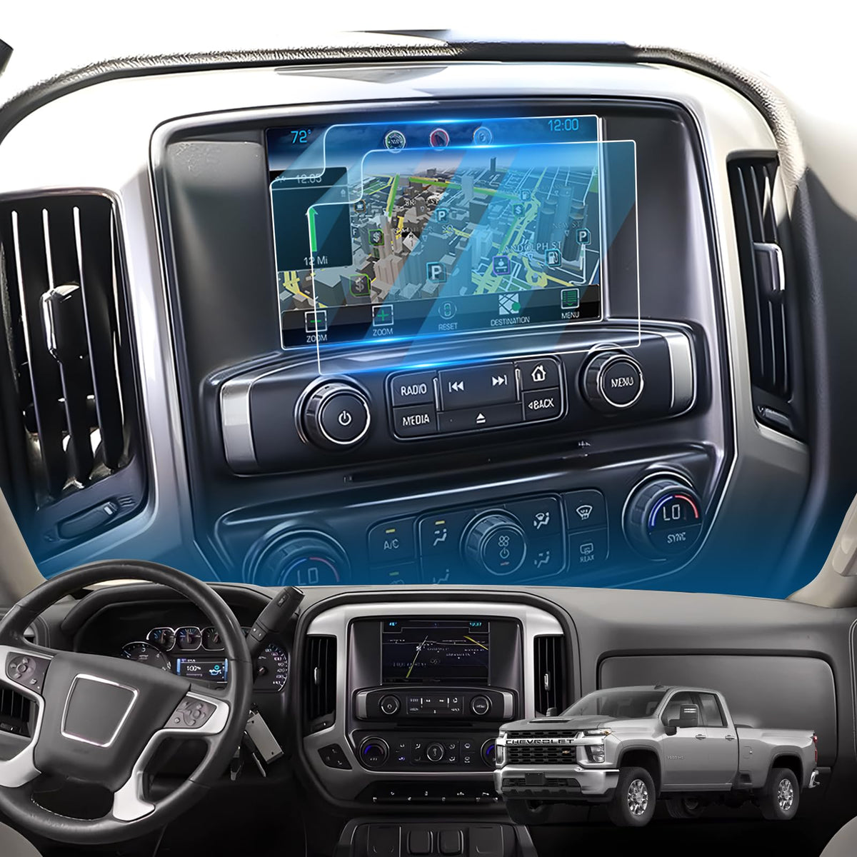 Lfotpp 2Pcs 8-Inch 2014-2019 2020 2021 Silverado 1500 2500Hd 3500Hd 8 Inch Ltz Mylink Pet Plastic Screen Protectors,Navigation Center Touch Media Protective Film