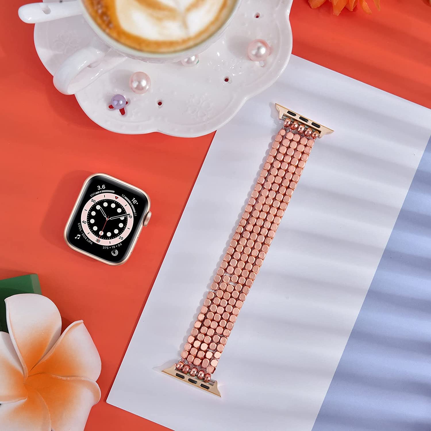 Mofree Bracelet Compatible For Apple Watch Band 44Mm/42Mm Series 6 Se 5 Women Men Fashion Handmade Elastic Stretch Beads Strap F