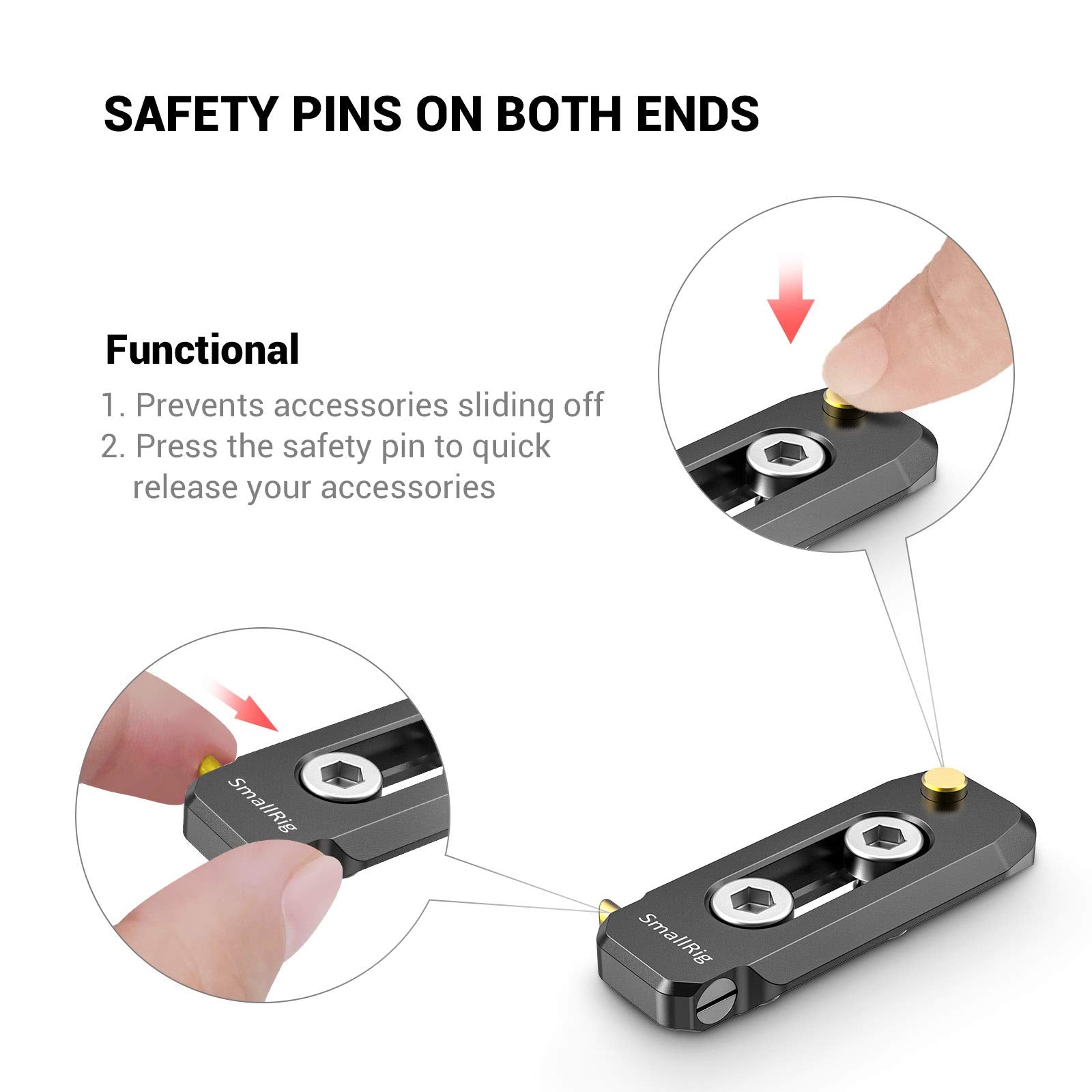 Smallrig Universal Low Profile Quick Release Nato Rail Safety Rail 50Mm/2Inches Long With 1/4'' Screws For Nato Handle Camera Ca