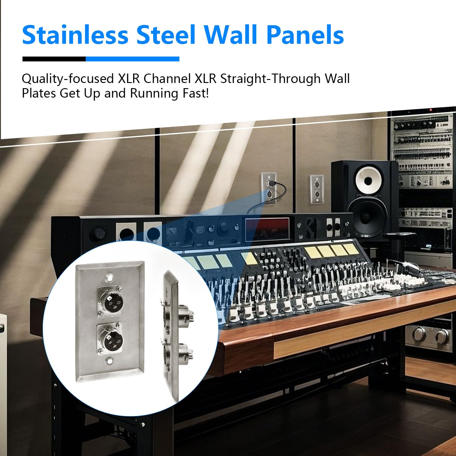 Zhupoub Dual Xlr Plugs And Plates Audio Speakers Dual Xlr Female Connectors Stainless Steel Wall Plate (2Pack) Silver