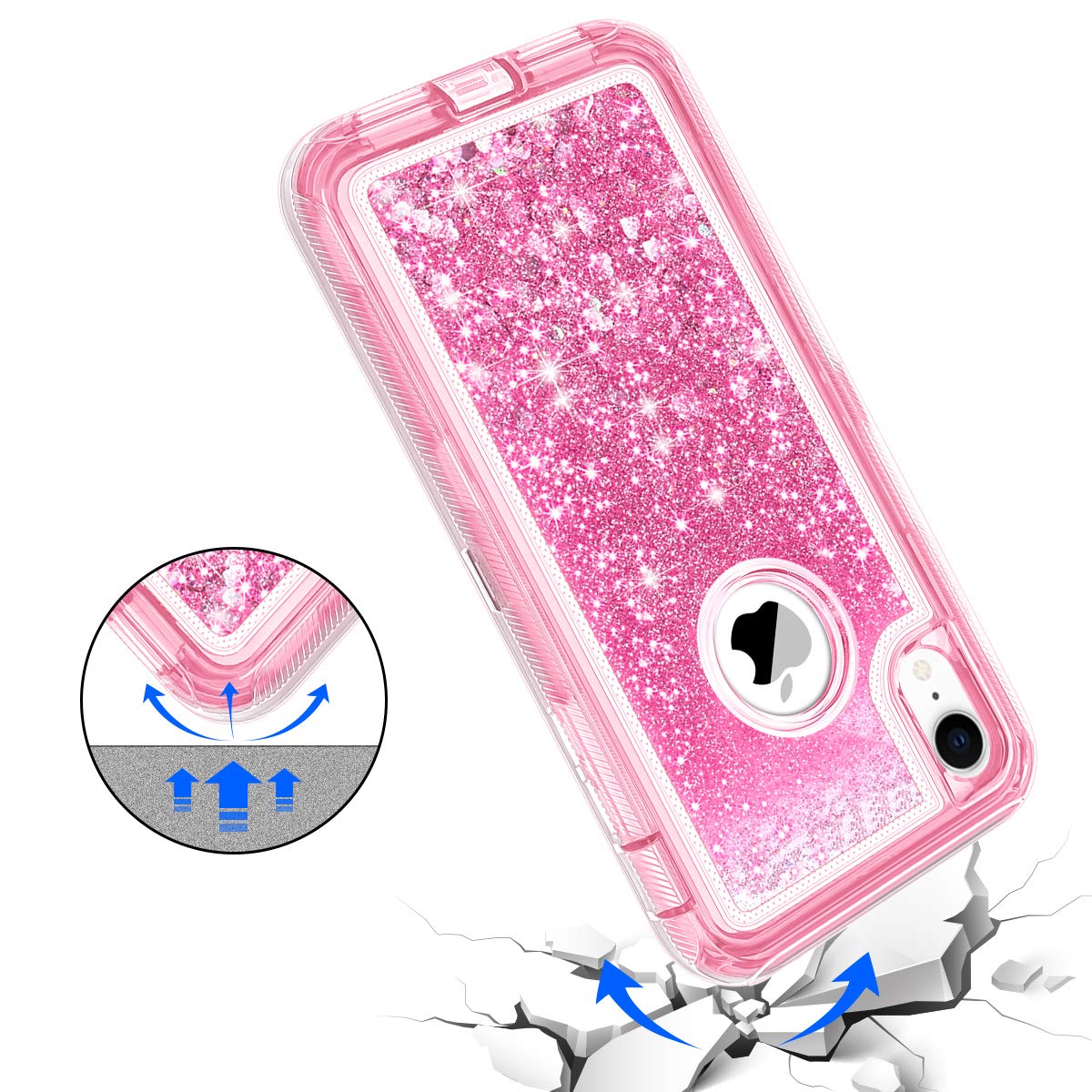 Jakpak Case For Iphone Xr Case Glitter Bling Sparkle For Girls Woman Iphone Xr Case Heavy Duty Shockproof Full Body Protective S