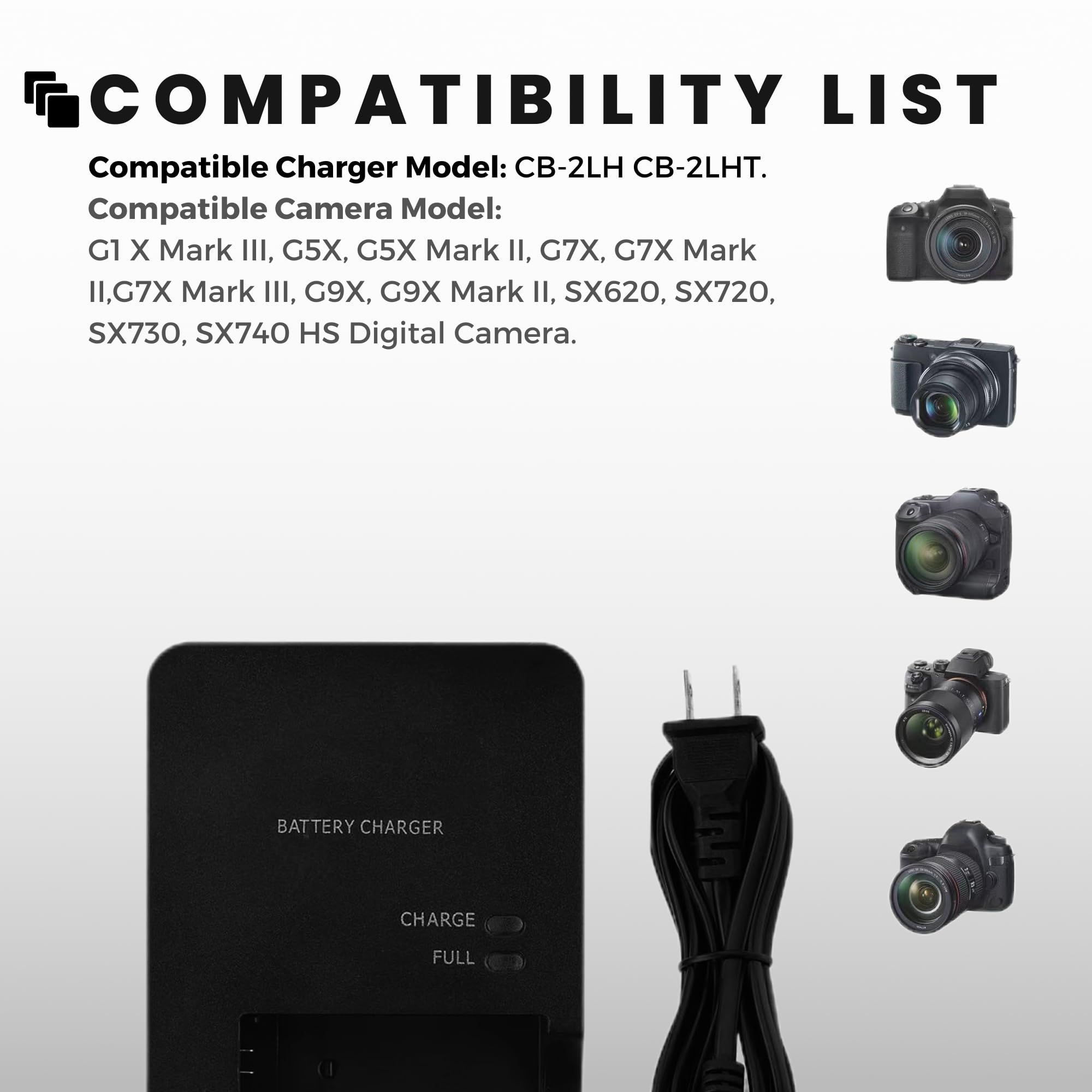 Nb 13L Cb 2Lh Cb 2Lht Battery Charger For Canon: Compatible With Cb 2Lht G1X Mark Iii, G5X, G5X Mark Ii, G7X, G7X Mark Ii Iii, G