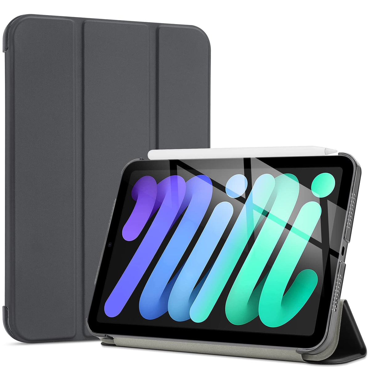 Procase Smart Case For Ipad Mini 7 A17 Pro 2024/Ipad Mini 6 2021 8.3 Inch Ipad Mini 7Th/6Th Gen Case, Hard Back Cover For Ipad Mini 8.3' 7Th Gen A2995/A2996/A2993/6Th Gen A2567 A2568 A2569  Grey