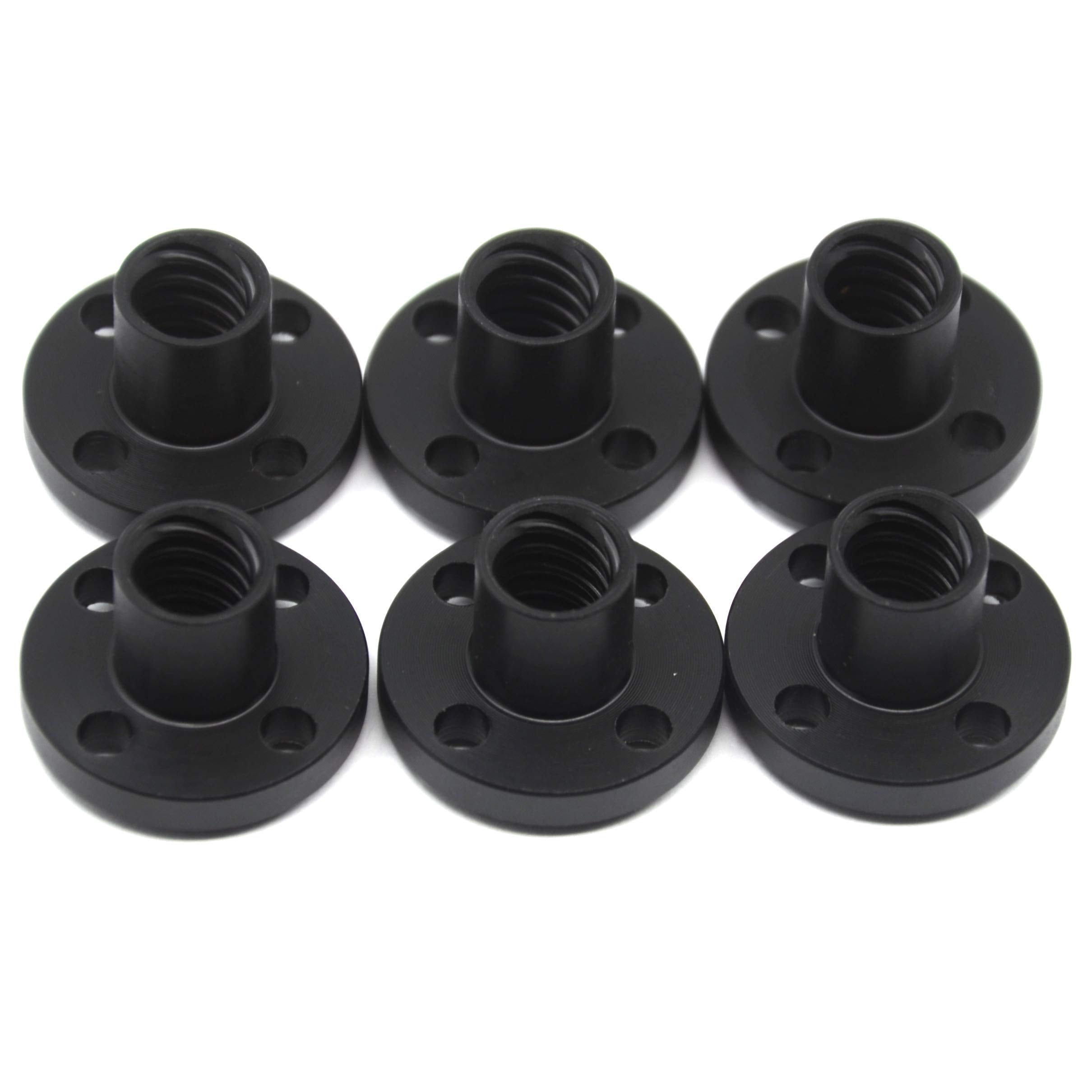 Befenybay 6Pcs Diameter 8Mm Black Tr8X8 Lead Screw Nut For Cnc And 3D Printer Parts (Size: Tr8X8)