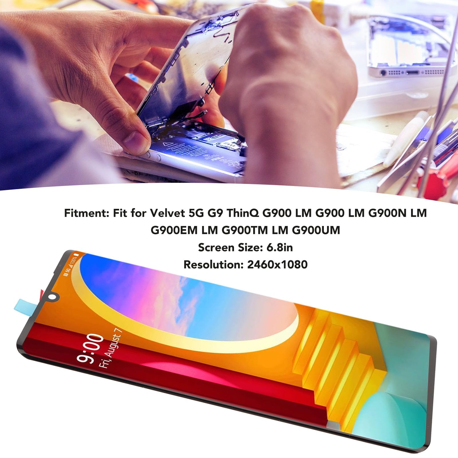 Lcd Screen Replacement For Velvet 5G G9 Thinq G900 G900 G900N G900Em G900Tm G900Um, Touch Screen Digitizer Assembly With Disasse