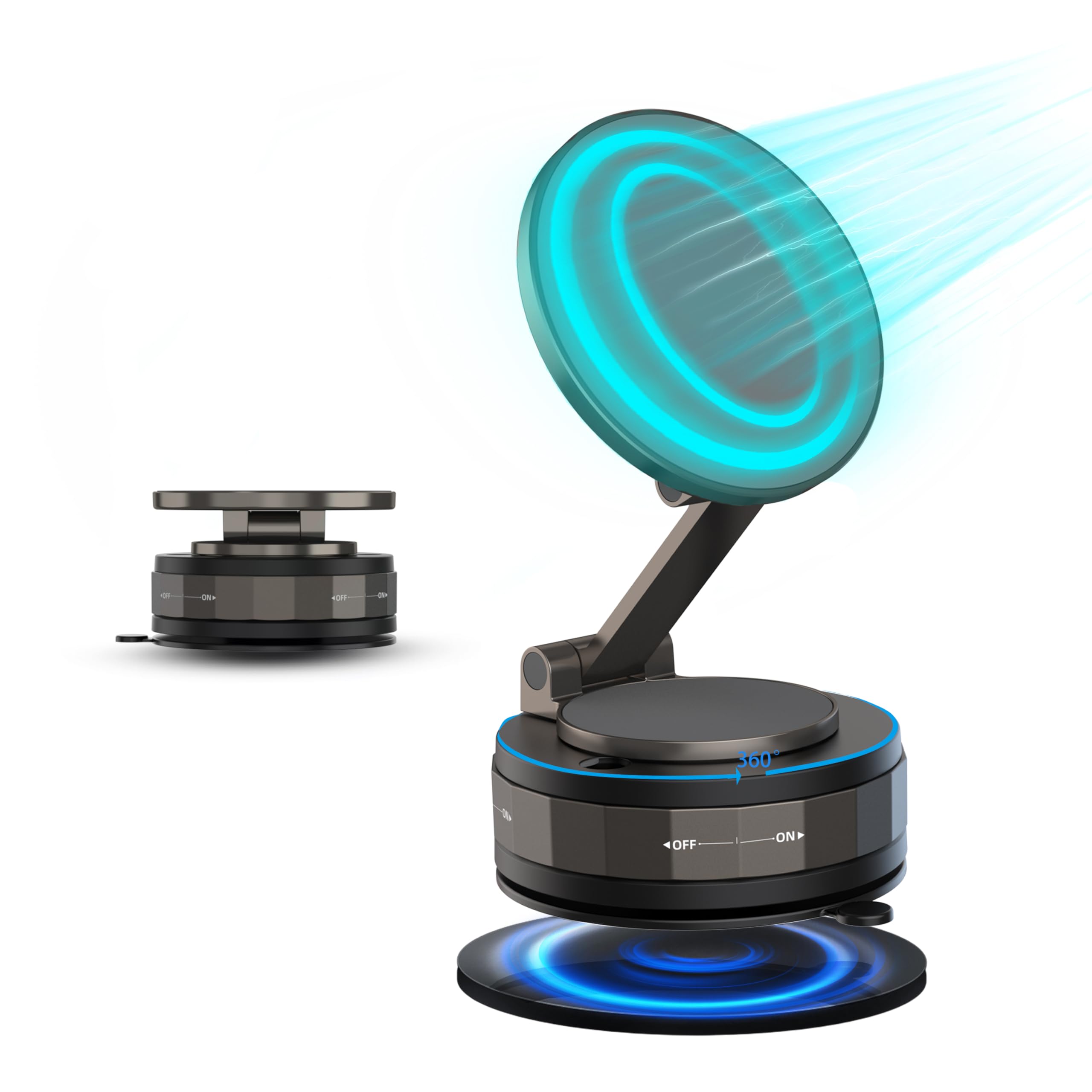 Select Master Upgraded Vacuum Magnetic Suction Phone Holder, Foldable 360 Mag Safe Car Mount, Fits I Phone 16/15/14 & Android | 
