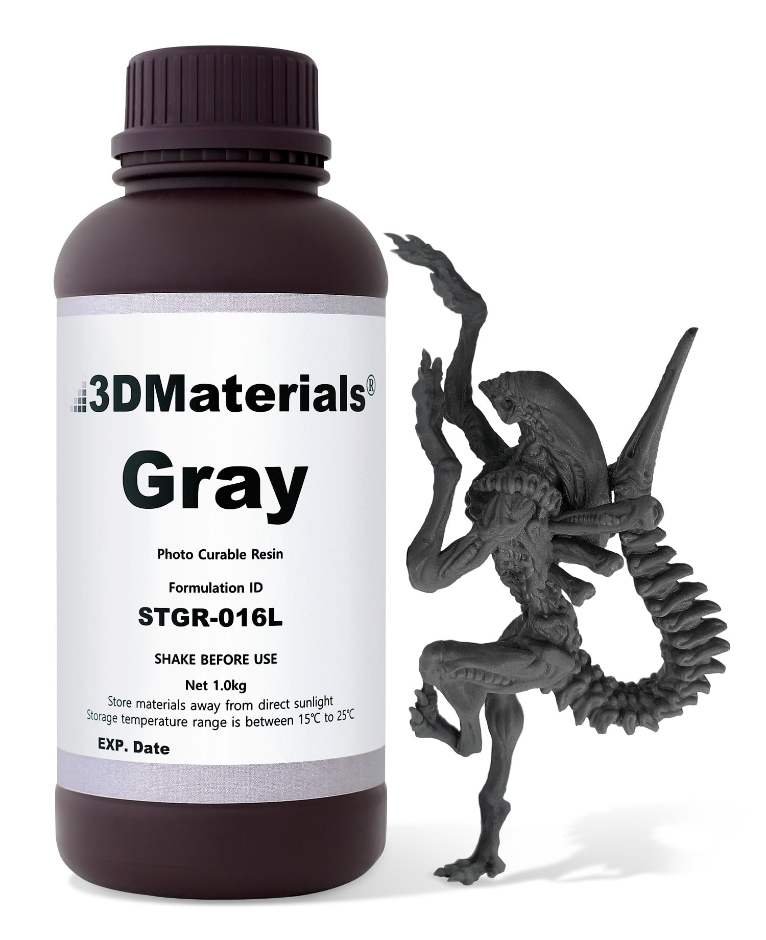 Superfast 3D Printer Resin Water Washable, 0.6 Sec 50Um Printing, Made In Korea By 3Dmaterials (1000G, Dark Grey)