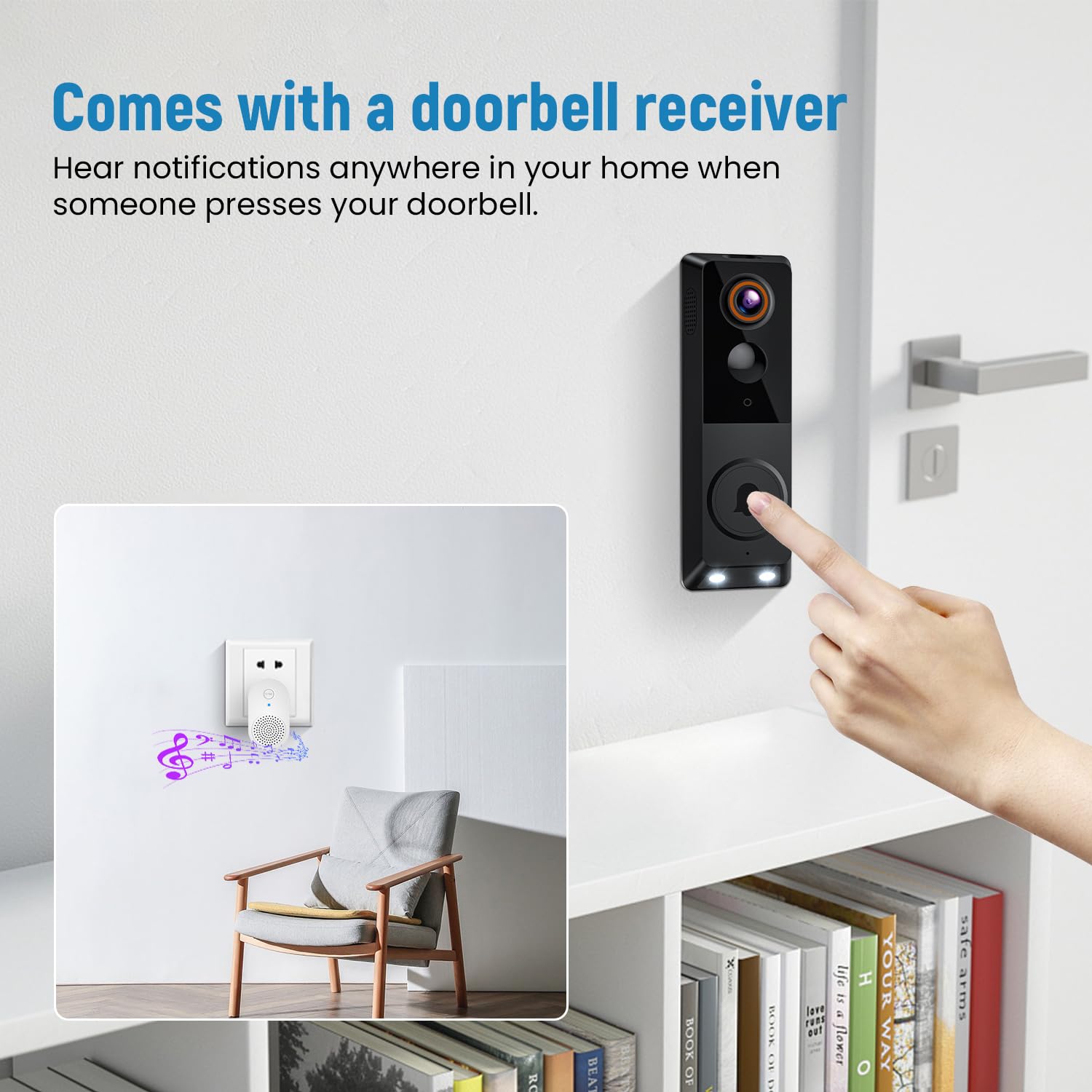 Spinlens 1080P Smart Wireless Doorbell Camera, Ai Human Detection,Real-Time Alerts, Night Vision In Full Color, Cloud Storage Se