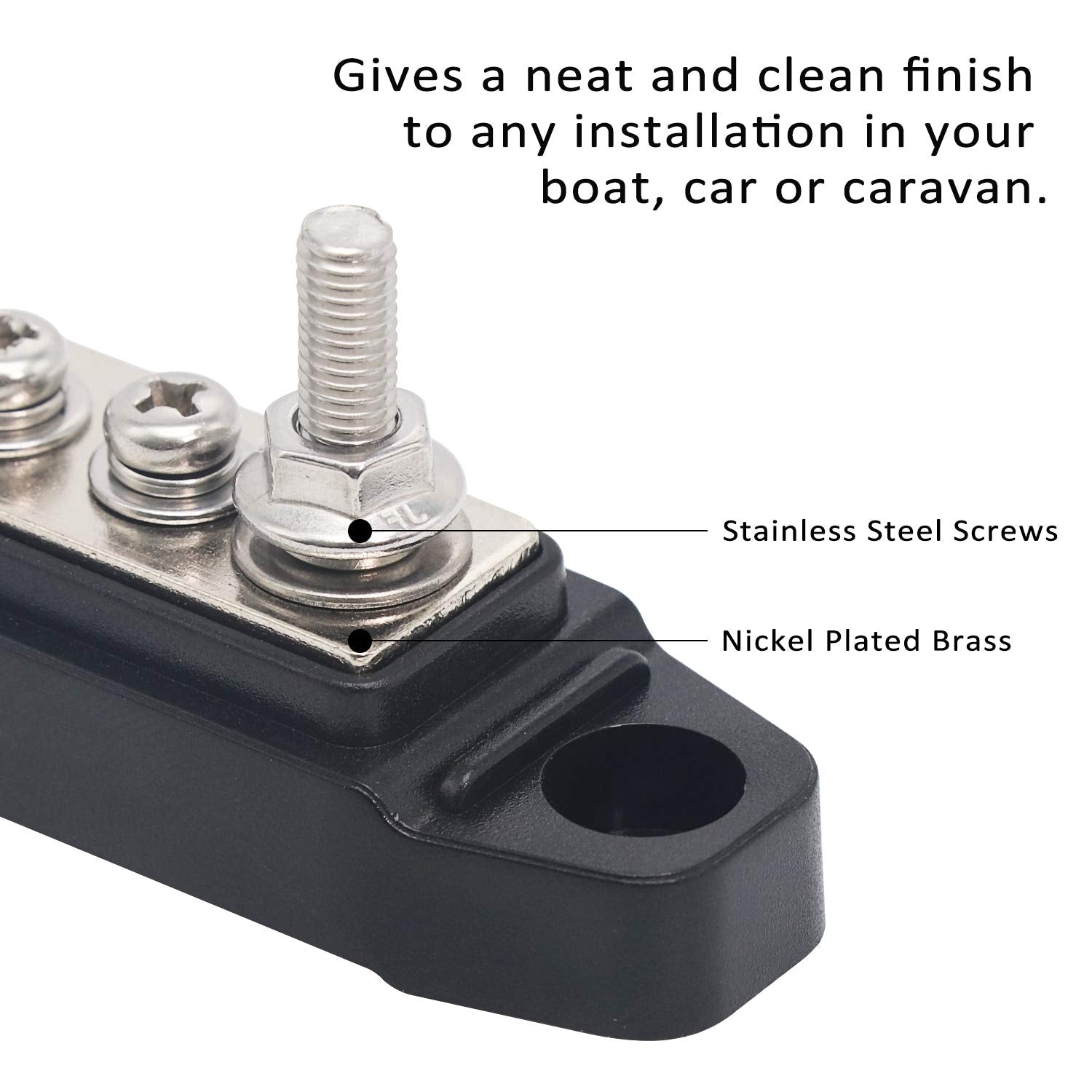 Recoil Bbs25P Bus Bar 2 X M5 Studs And 5 Screw Terminals Power Distribution Block With Ring Terminals Pair Red & Black