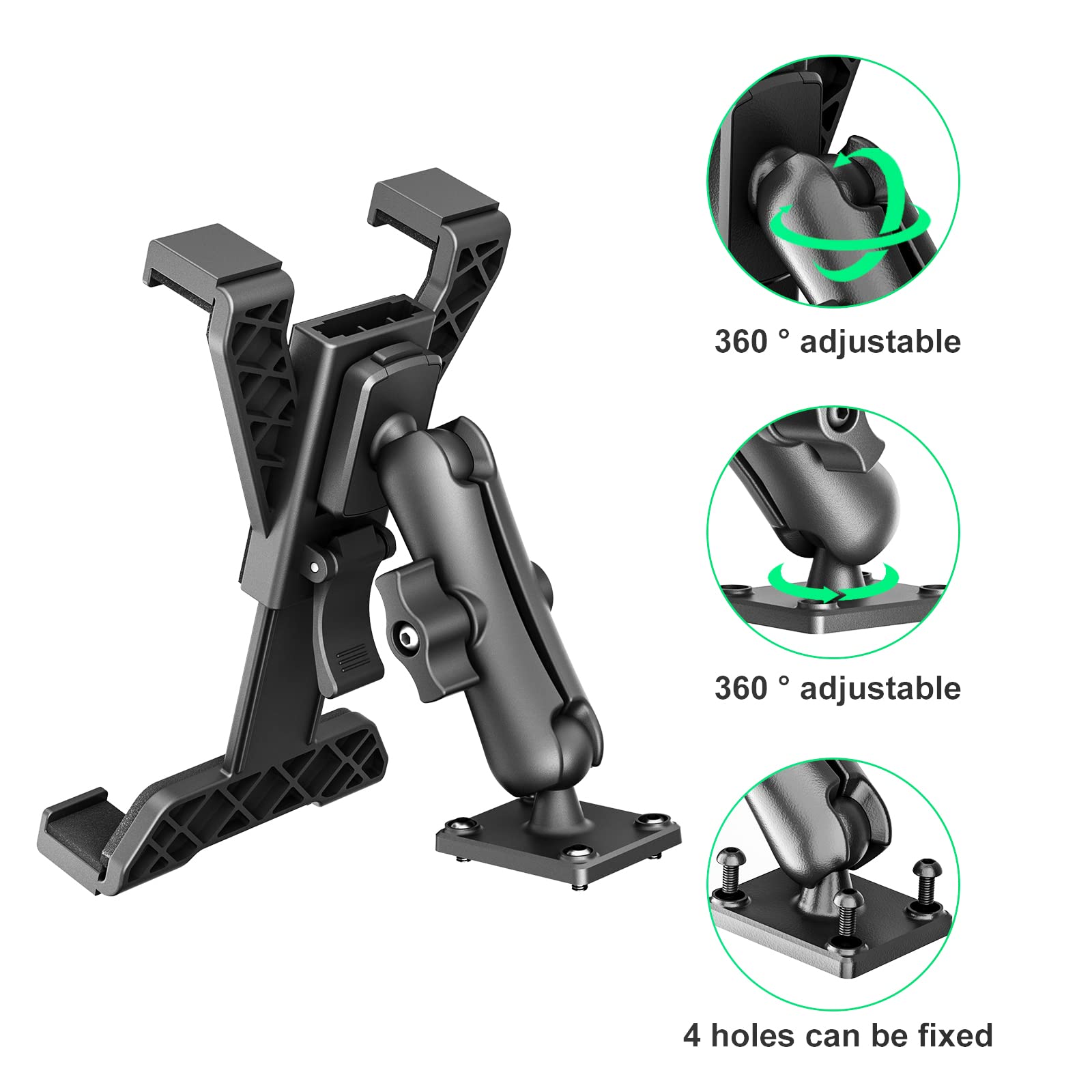 Ohlpro Heavy Duty Drill Base Tablet Holder Car Mount Dashboard For Ipad/Ipad Mini Samsung Galaxy (All 7'   11.5') Tablets, Ipad Mount For Desks,Cars, Great For Wall, Truck, Commercial Vehicles Dash