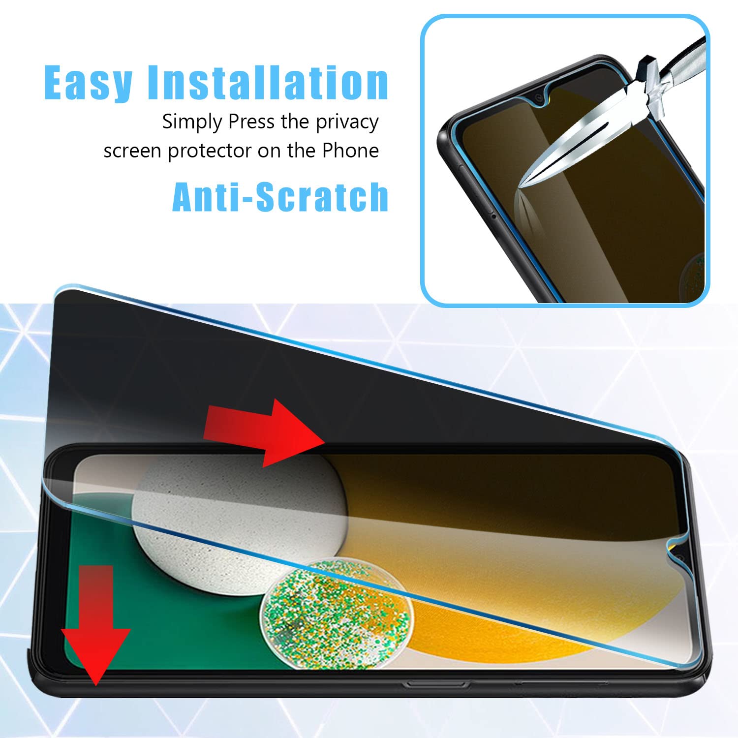 Anbzsign [2 Pack Samsung Galaxy A03 / A03S / A03 Core Privacy Screen Protector, Anti Spy 9H Hardness Tempered Glass