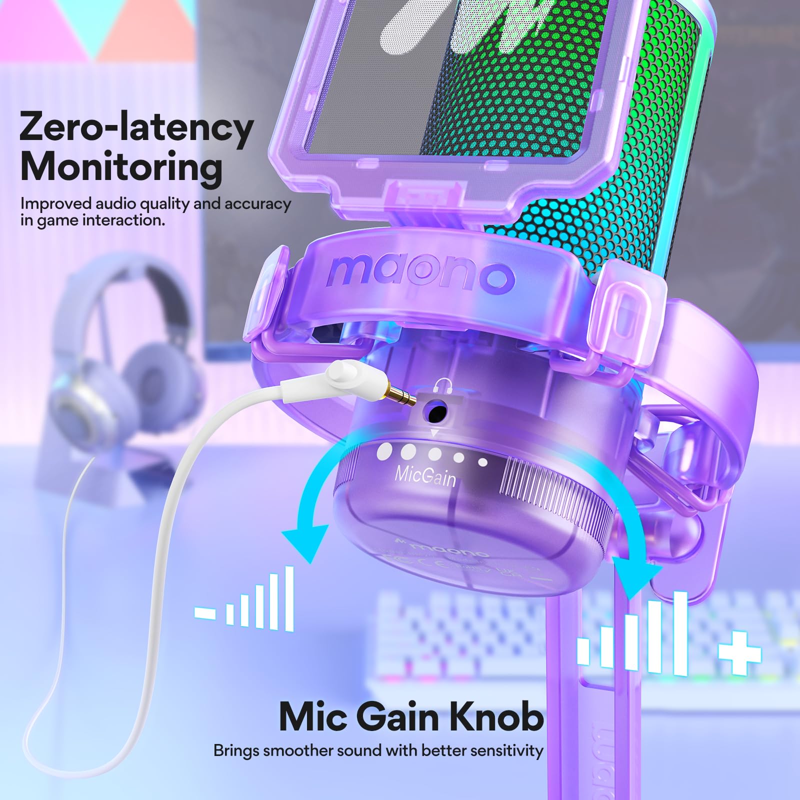 Maono Gaming Microphone With Noise Cancellation, Pc Usb Condenser Mic For Computer, Mac, Laptop, Ps5, Streaming, Podcast, Twitch