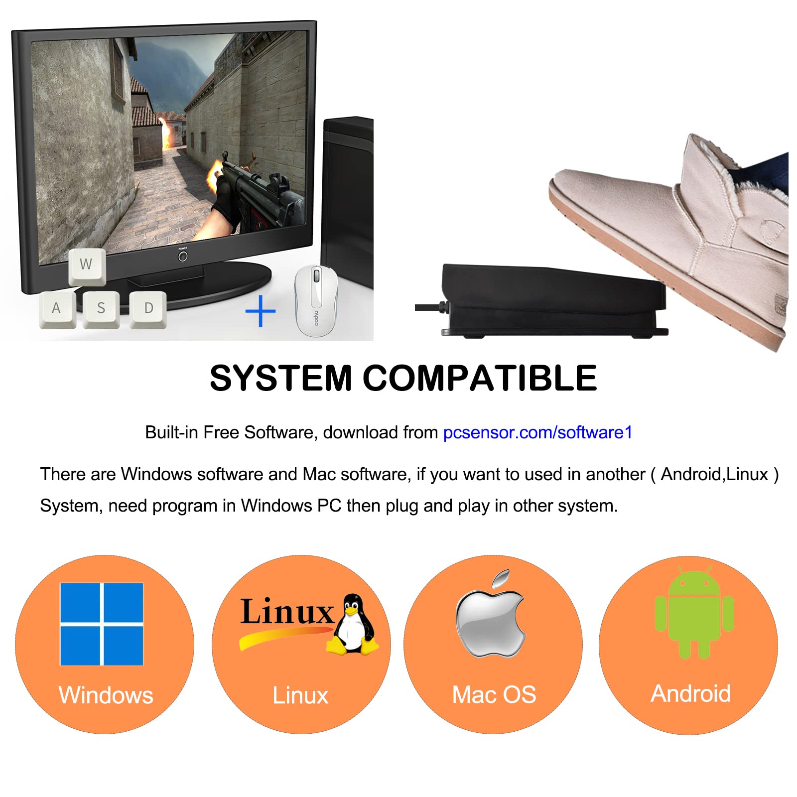 Ikkegol Upgraded Usb Foot Switch Single Pedal Mechanical Control Footswitch Map Mouse Keyboard Hotkey Combination Key Press Simu