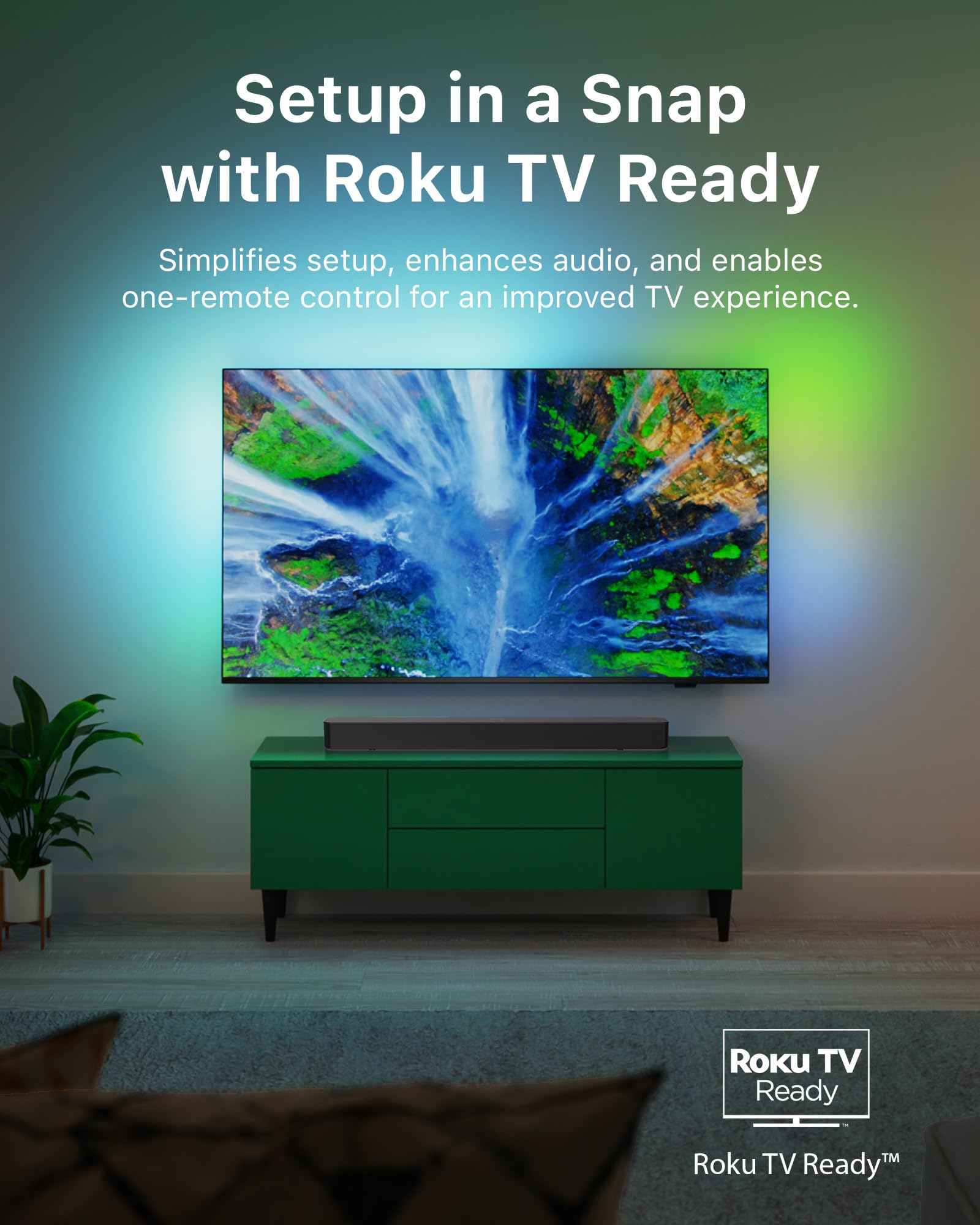 Philips B4000 Soundbar For Tv, 2.0 Channel Sound, Bt Le Audio, Easy Setup, Easylink, Roku Tv Ready, Remote Control