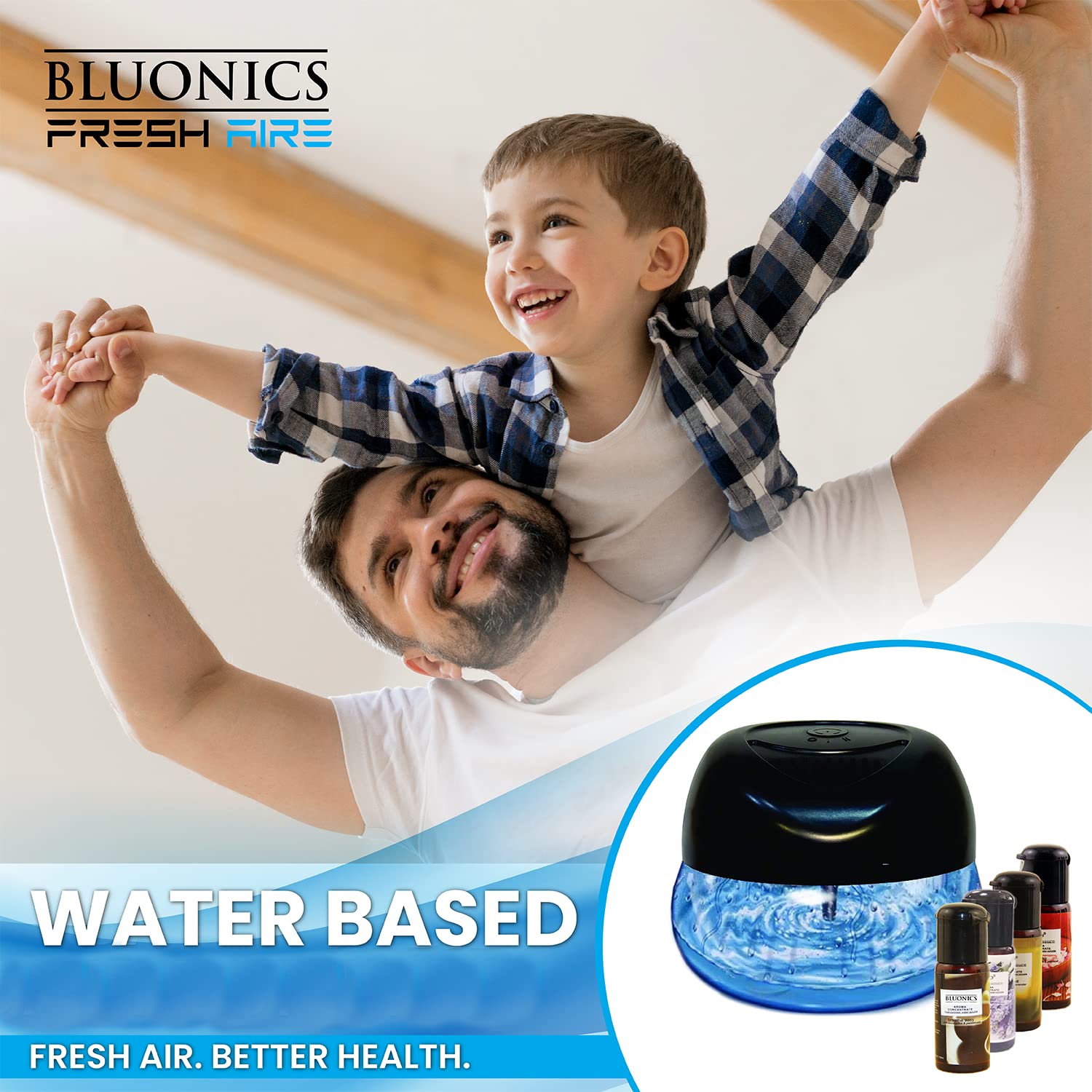 Bluonics Fresh Aire Water Based Air Revitalizer With 7 Led Color Changing Light. Air Freshener For Small And Large Rooms