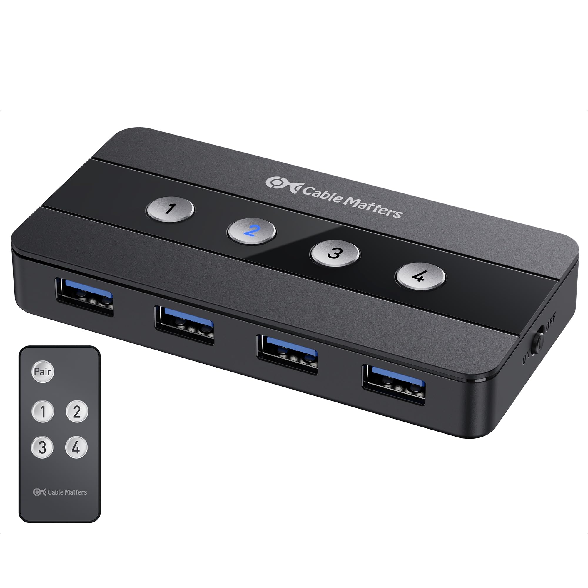Cable Matters 4 Port USB 3.0 Switch USB Sharing Switch for 4 Computers and USB Peripherals - Button or Wireless Remote Control S