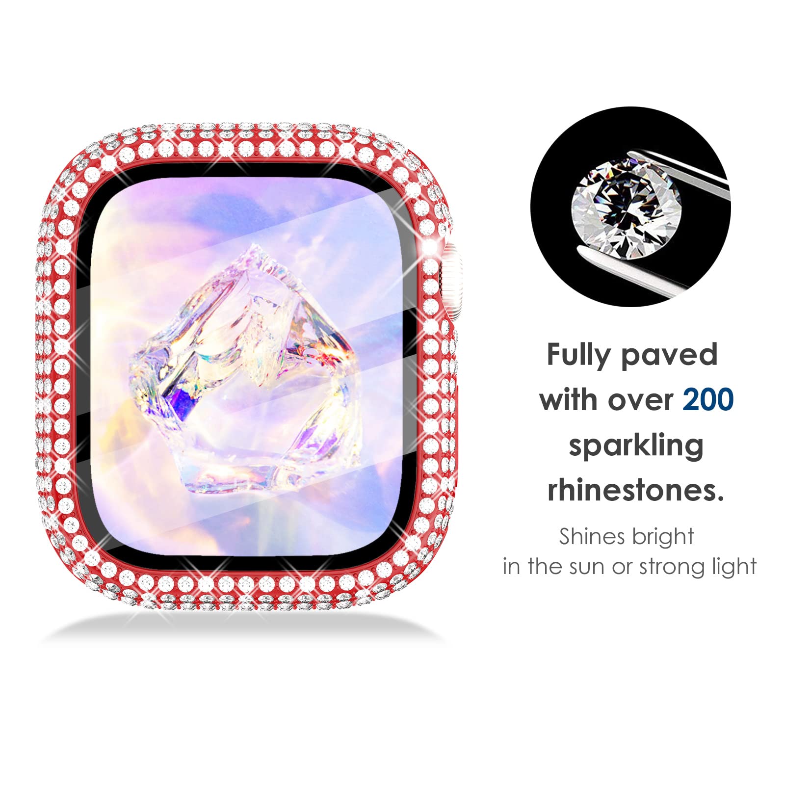 Kades 3 Pack Bling Cases Compatible For Apple Watch 40Mm Case With Built In Screen Protector For Iwatch Series Se Se2022 6 5 4 (