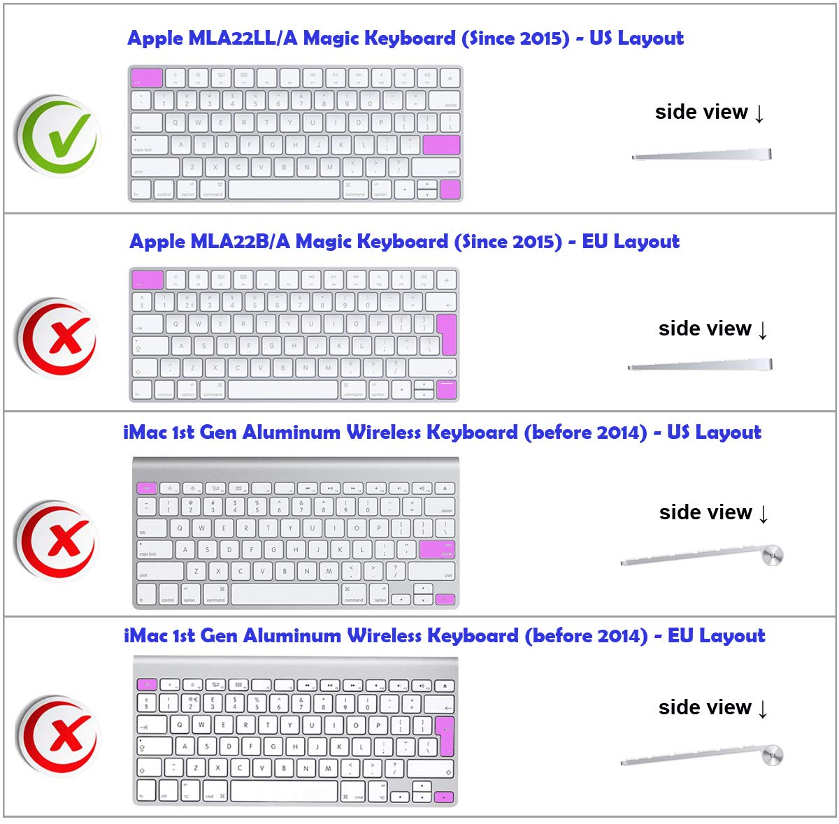 Xskn Spanish Language Ultra Thin Silicone Keyboard Skin Cover For A1644 Magic Keyboard 2015 Version Us Layout (Black)