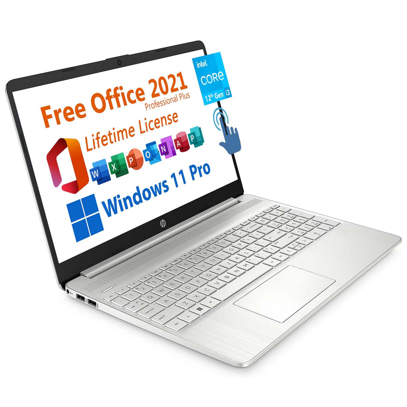 Hp 15.6'' Business Laptop, Free Microsoft Office 2021 With Lifetime License, Hd Touchscreen Display, Intel 6 Core I3 1215U 4.4 G