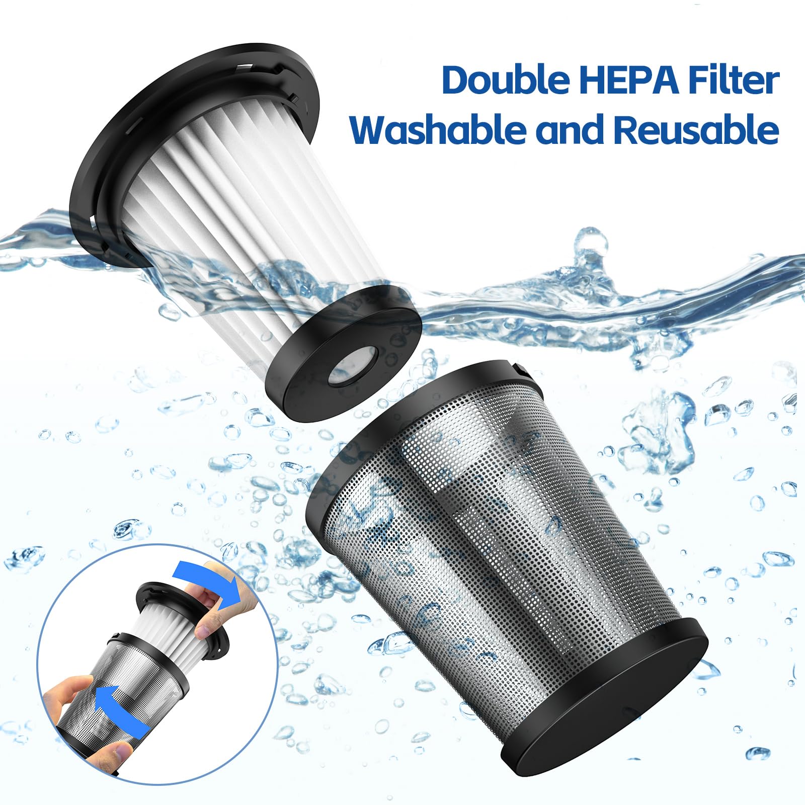 Handheld Car Vacuum Cleaner Cordless: 9500Pa Powerful Suction Portable Lightweight Hand Held Vacuum   Large Capacity Battery Las