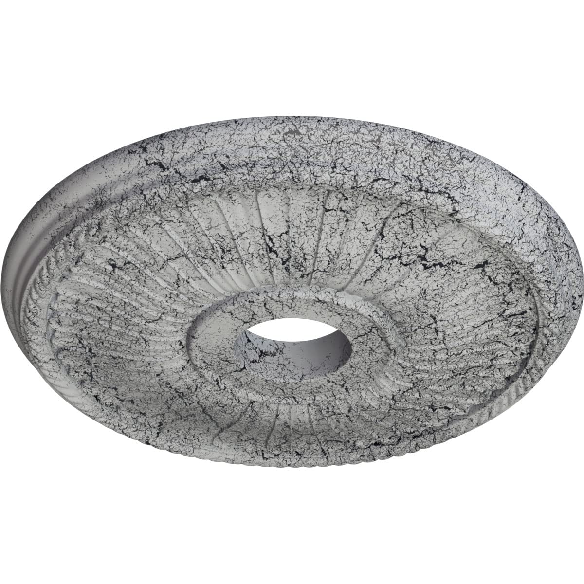 Ekena Millwork Cm20Be1Uwc Berkshire Ceiling Medallion, 20 1/8''Od X 3 7/8''Id X 1 7/8''P, Hand Painted Ultra Pure White Crackle