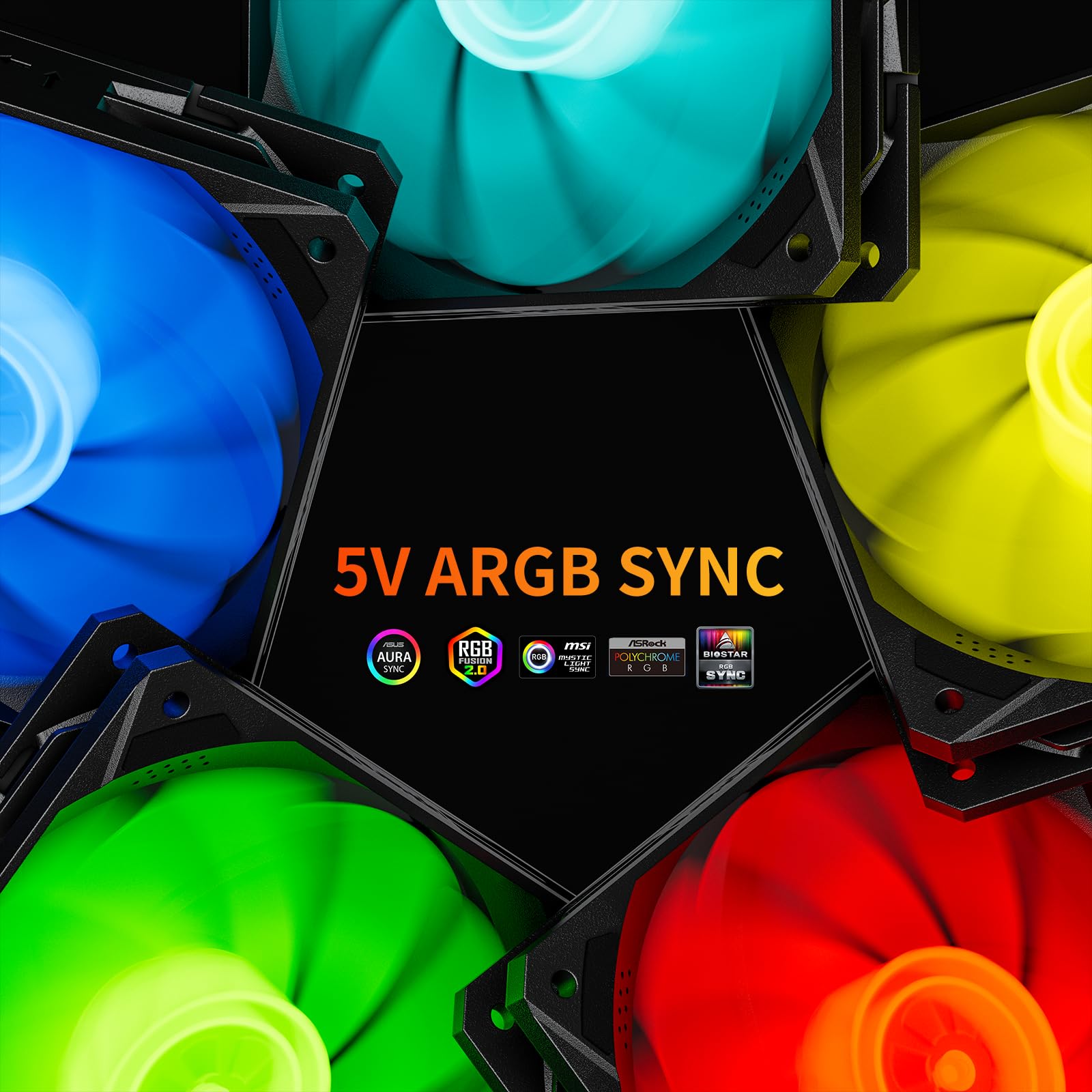 Uphere 120Mm Black Argb Computer Case Fans 3 Pack,High Performance Cooling 4Pin Pwm Cpu Fan Low Noise Hydraulic Bearing Long Lif