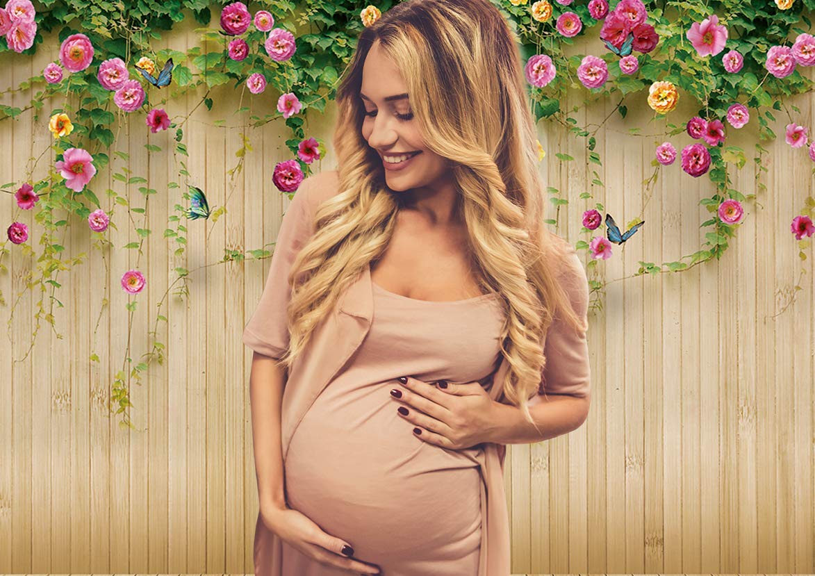 Wolada 10X10Ft Flower Wall Backdrop Spring Backdrop Spring Floral Photo Backdrop Brown Wood Plank Flower Wall Photography Backdrop Girl Birthday Party Wedding Shower Photography Background 8909